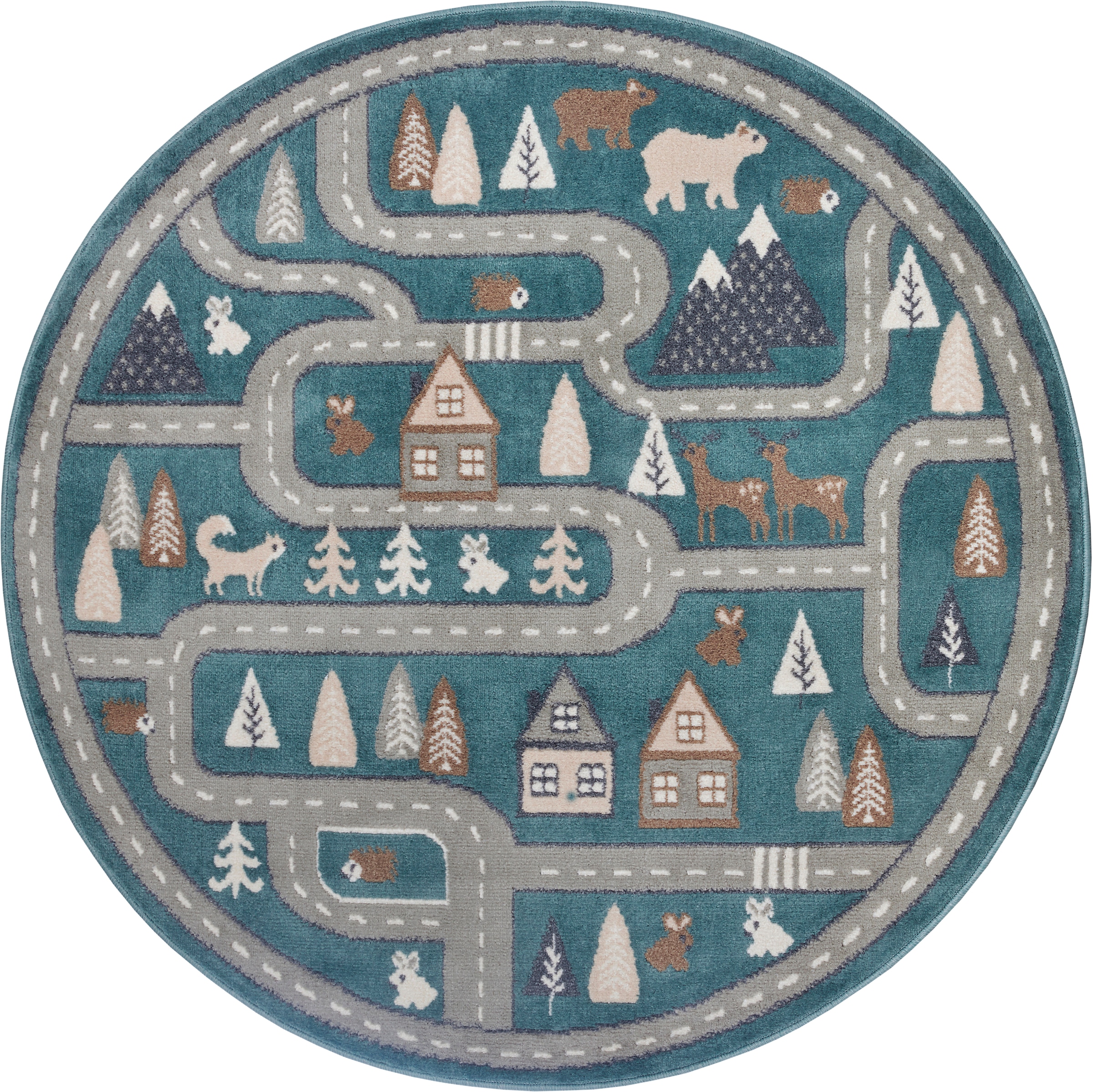 HANSE Home Kinderteppich »Adventures Streets«, rund, 8 mm Höhe, Spielteppich, fest, Kinderzimmer, Kurzflor, Spielunterlage
