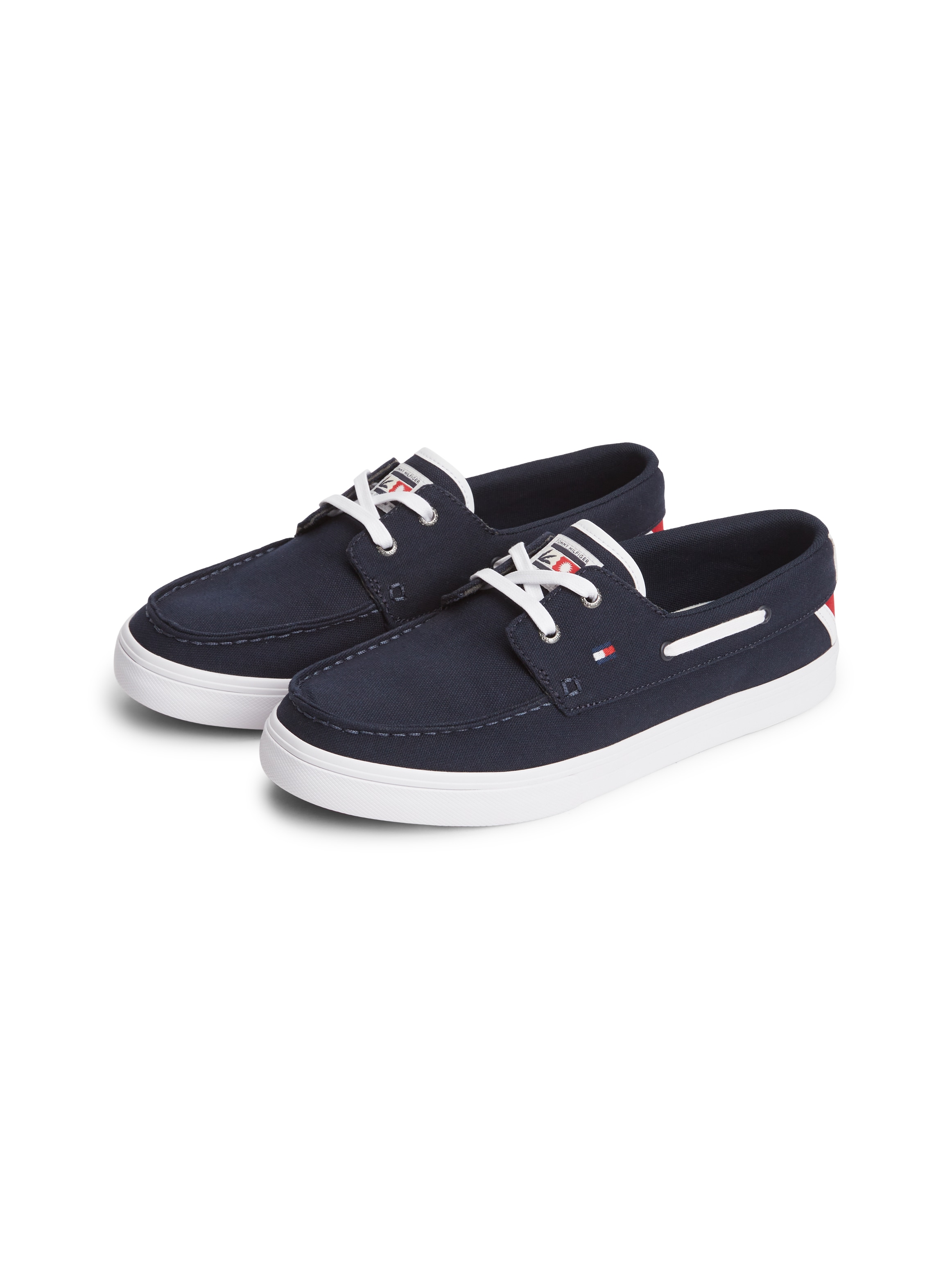 Tommy Hilfiger Bootsschuh "TH BOAT VULC SNEAKER CANVAS" Schnürschuh, Halbschuh mit Kontrastbesätzen und Durchzügen