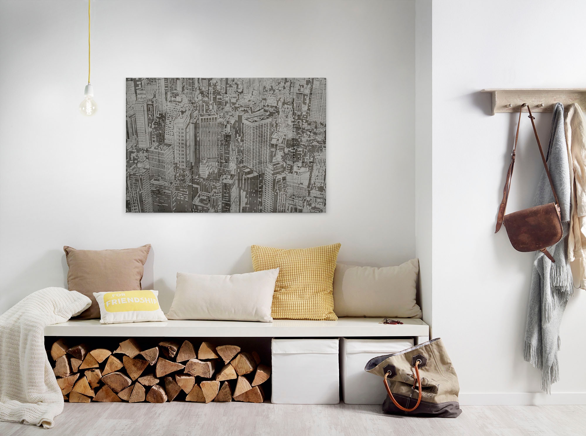 A.S. Création Leinwandbild "downtown" Kunst Modern 1 Stk. tlg. Keilrahmen Bild Großstadt Gebäude Leinwand-Bild Wohnzimmer modern Wand