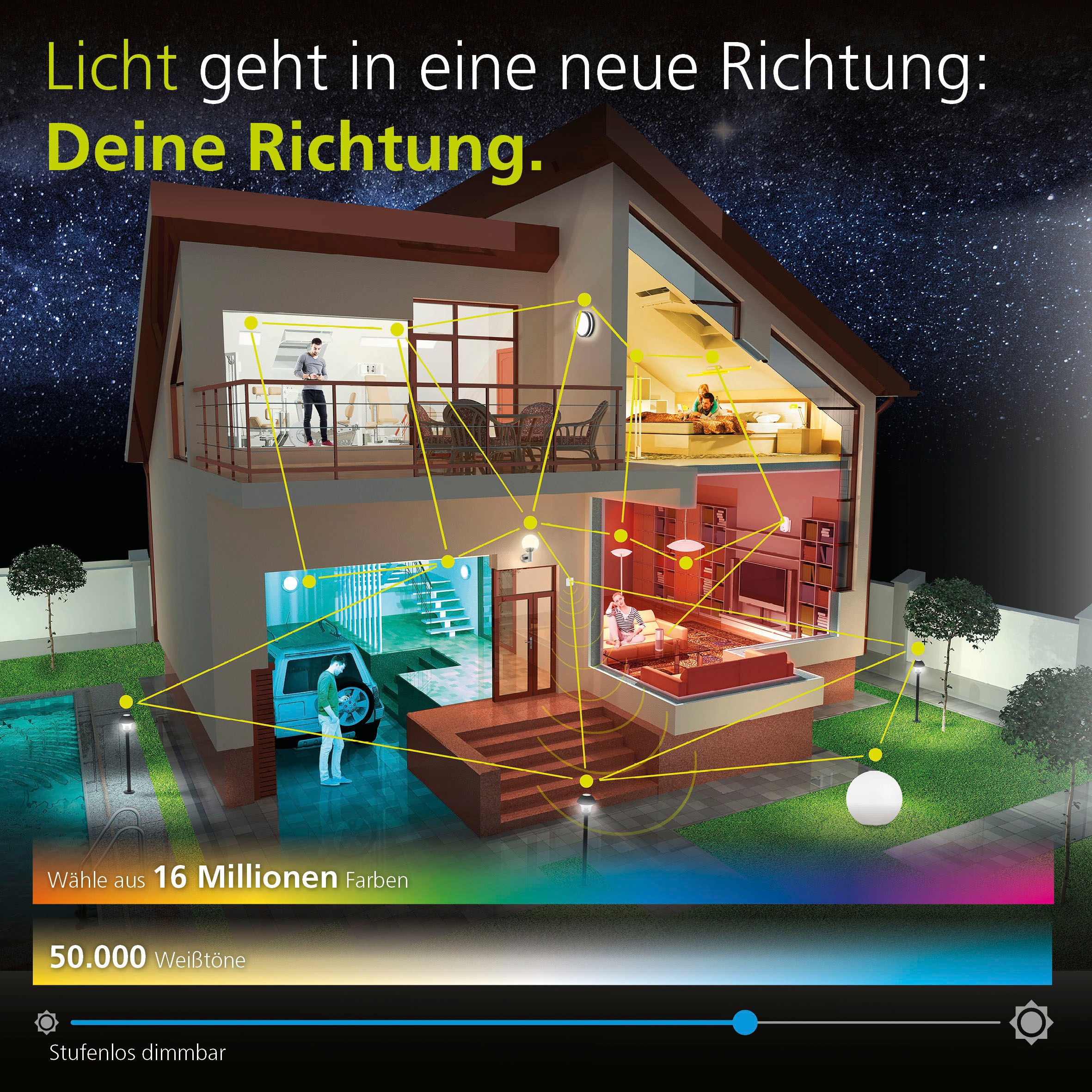 EGLO LED Deckenleuchte »COMPETA-C«, 1 flammig, Leuchtmittel LED-Board | LED fest integriert, Smart Home Deckenlampe Ø43cm, dimmbar, Weißtöne und Farben einstellbar