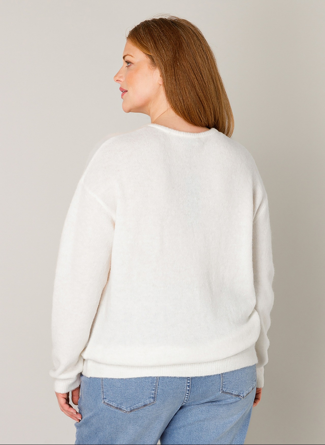 Thumbnail - Base Level Curvy Cardigan "Yulia" mit Woll-Anteil und Knopfleiste