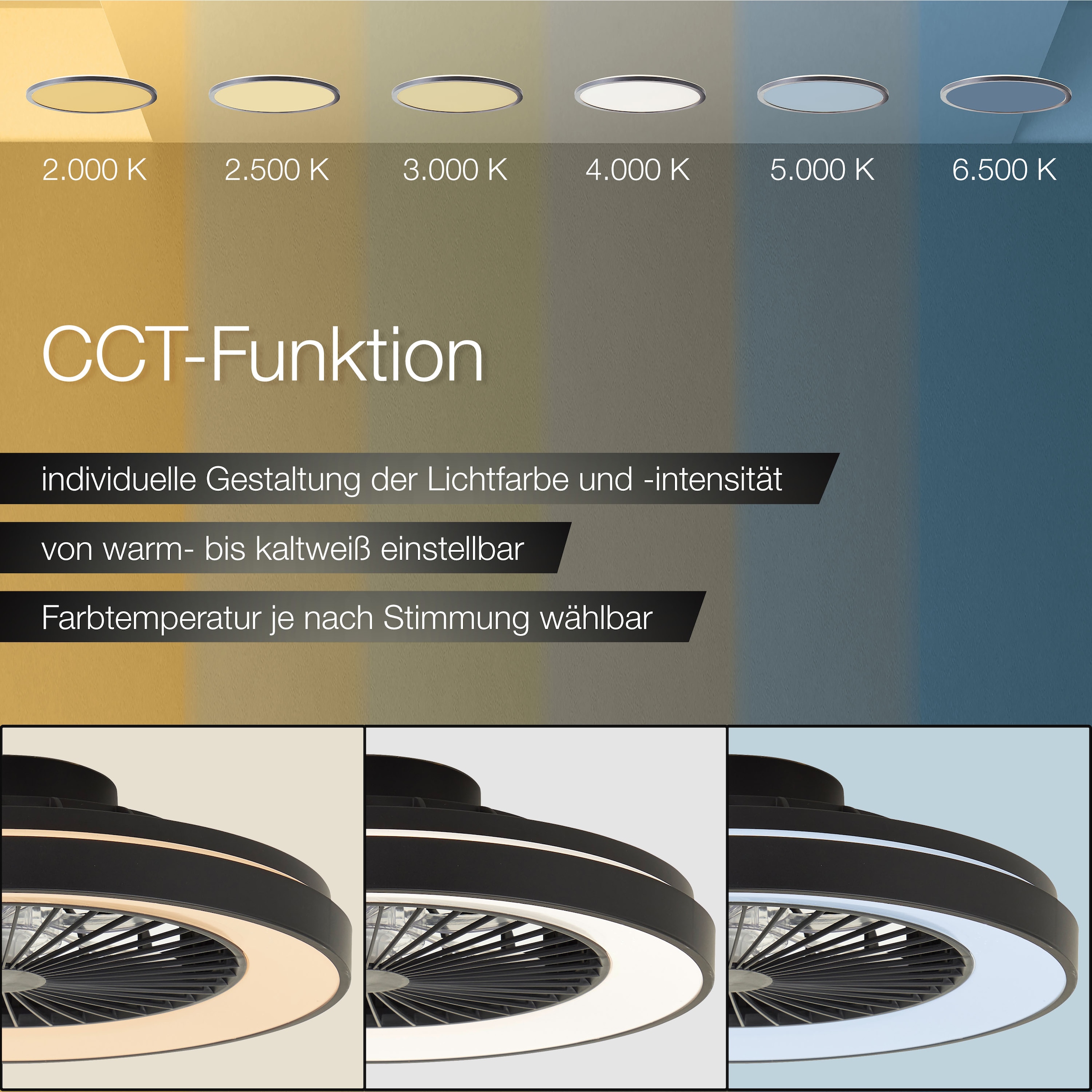 Brilliant LED Deckenleuchte »Mazzaro Deckenventilator« 1 Stk. warmweiß - kaltweiß Deckenlampe, Ventilator, 48,5 cm, digitales RGB, CCT, dimmbar