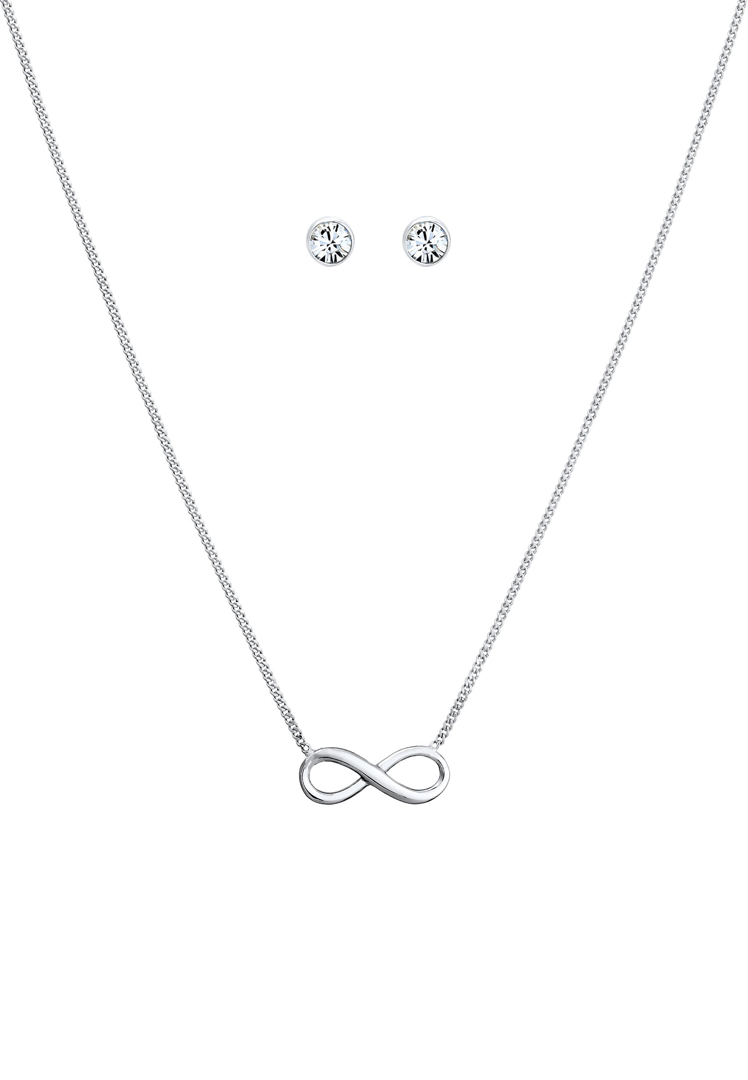 Elli Schmuckset »Infinity Ohrstecker Kristalle Silber«