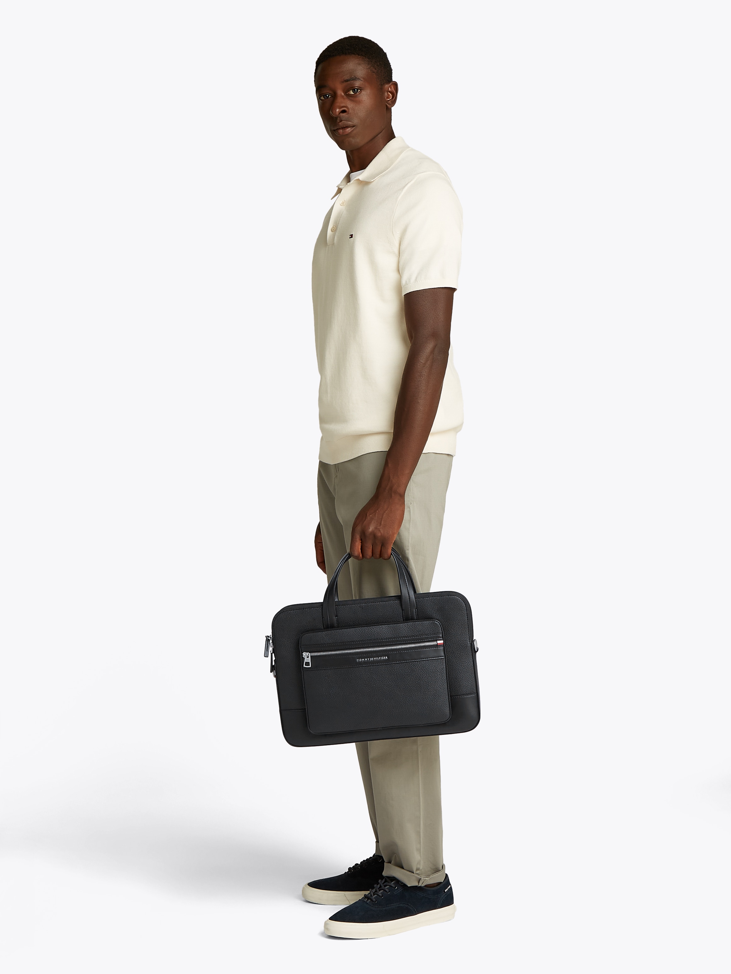 Tommy Hilfiger Laptoptasche »TH CENTRAL COMPUTER BAG«, Unisex Geschäftstasche, Messenger-Bag mit abenhbmarem Umhängeriemen