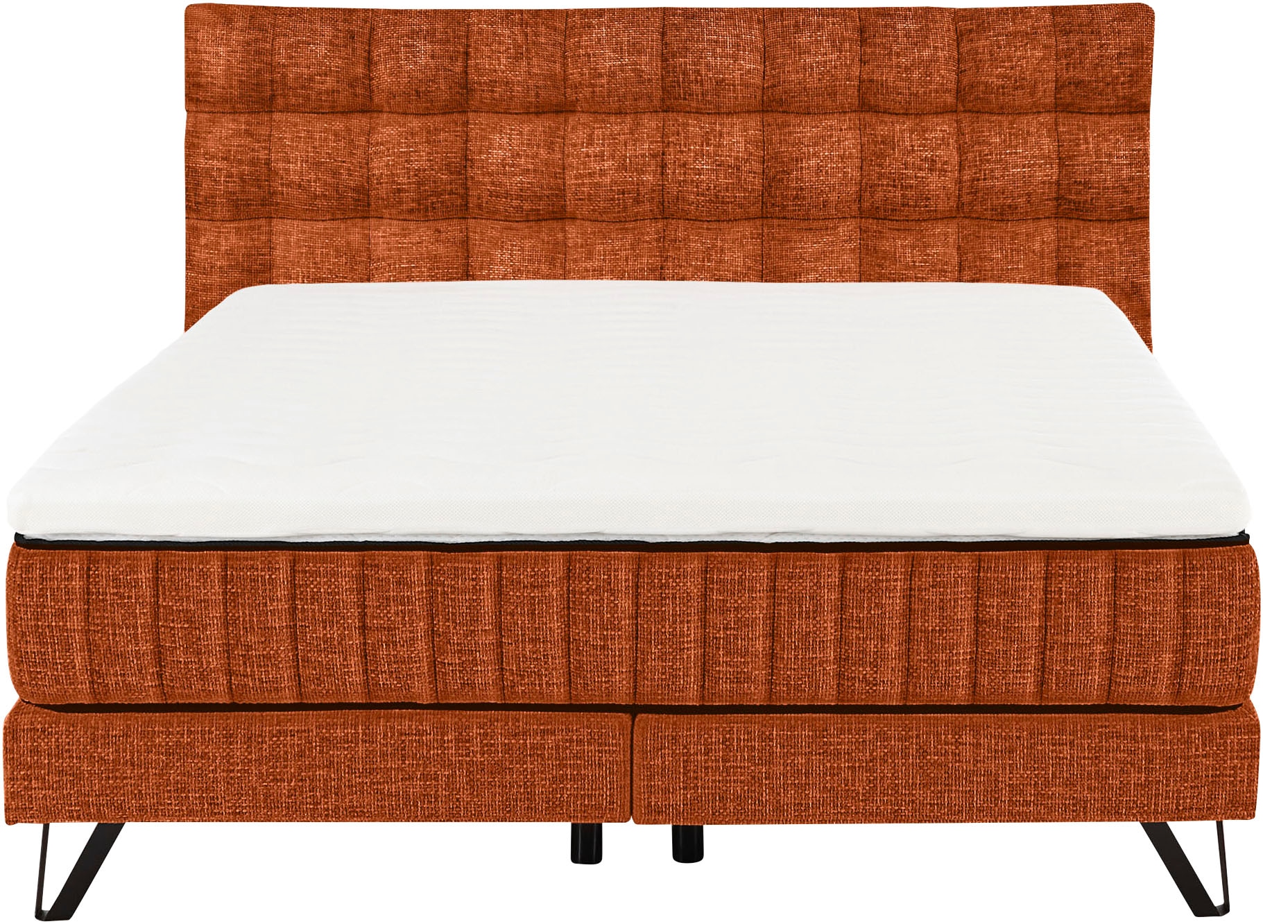 set one by Musterring Boxspringbett »Baldwin«, mit Duo-Matratze, Kopfteil mit quadratischer Steppung, 180 x 200 cm