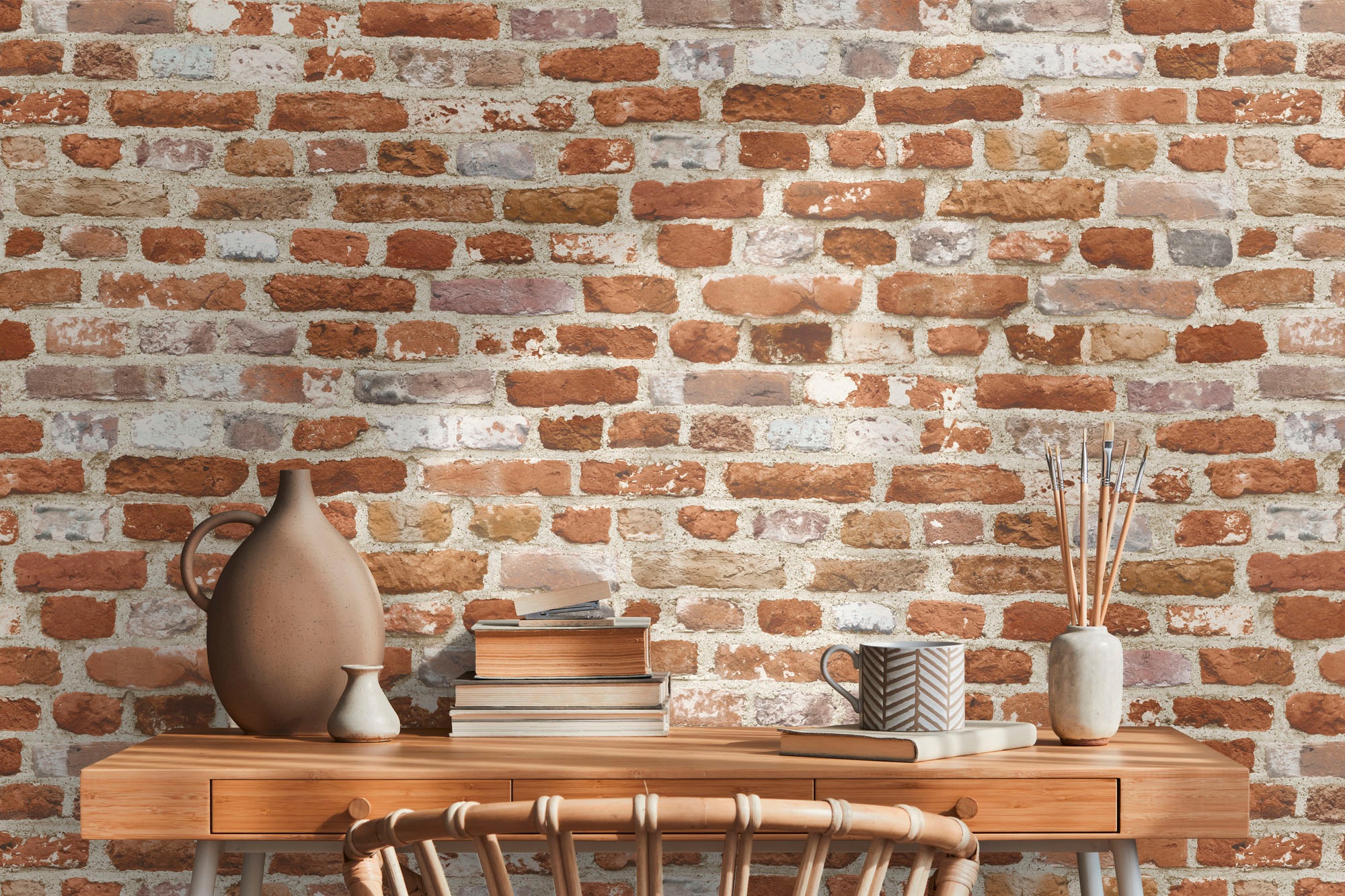 A.S. Création Vliestapete »Bricks & Stones Backstein Steinoptik«, matt-gemustert-neutral, Steintapete Backstein Tapete Tapeten Wohnzimmer Schlafzimmer Küche