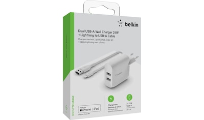 Belkin Schnelllade-Gerät »Dual USB-A Ladegerät incl. Lightning Kabel 1m« kaufen