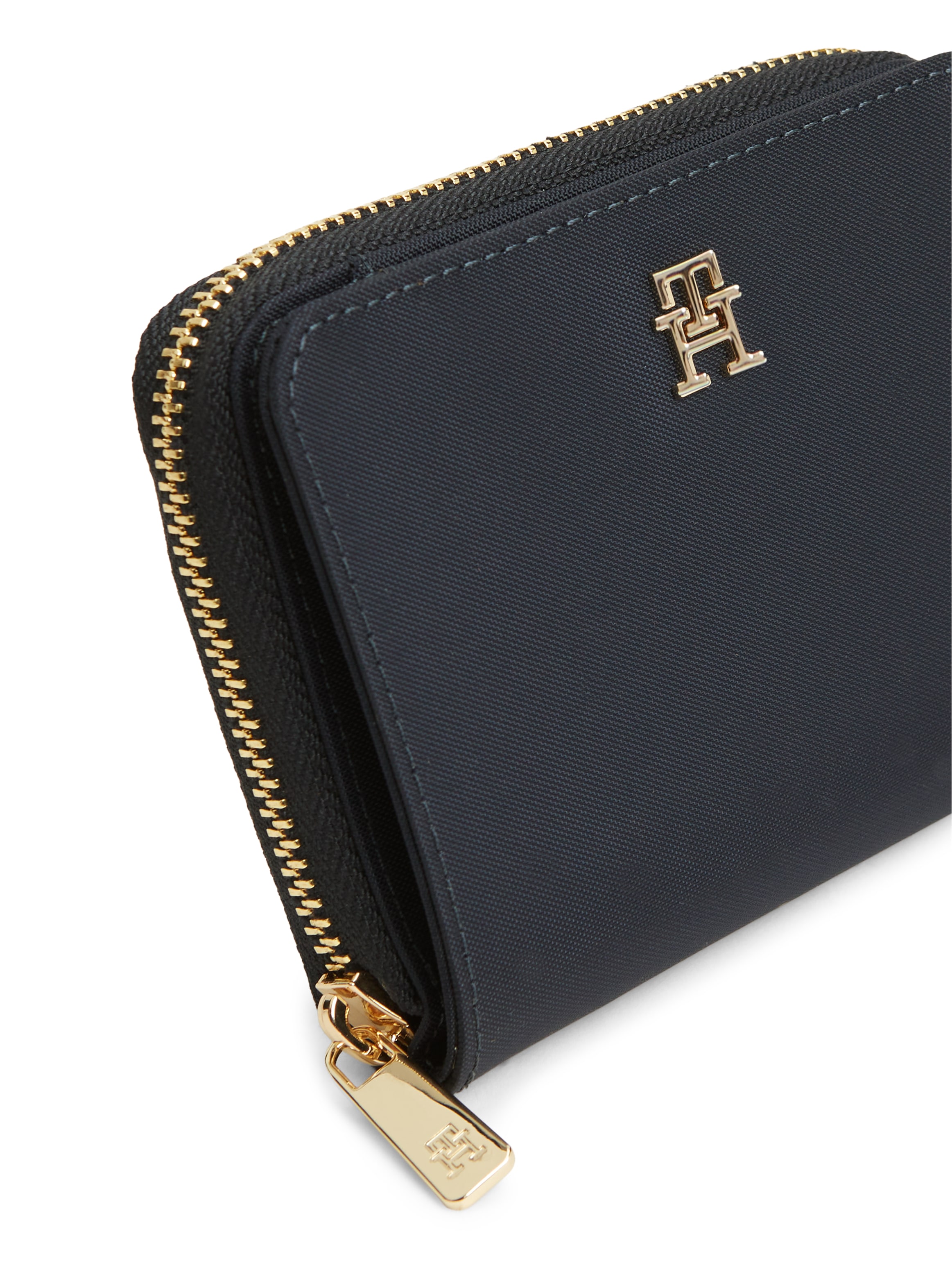 Tommy Hilfiger Geldbörse »TH ICON MED ZA W/FLAP NYLON« Damen Portemonnaie, Geldbeutel mit TH-Schmuckelement