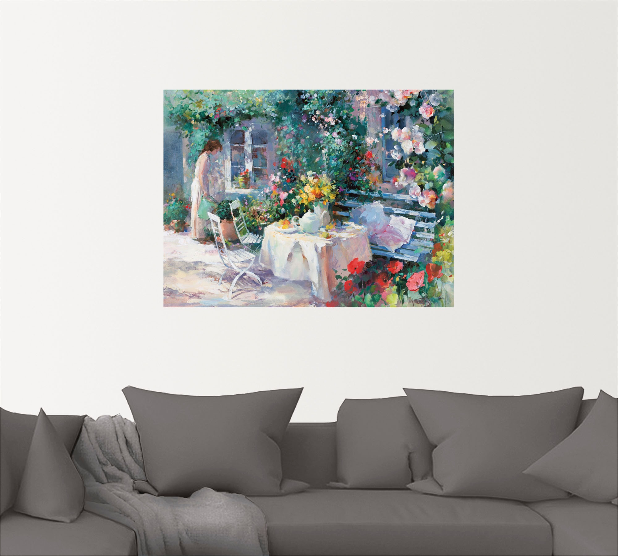 Artland Wandbild "Teezeit im Garten", Garten, (1 St.), als Leinwandbild, Wa günstig online kaufen