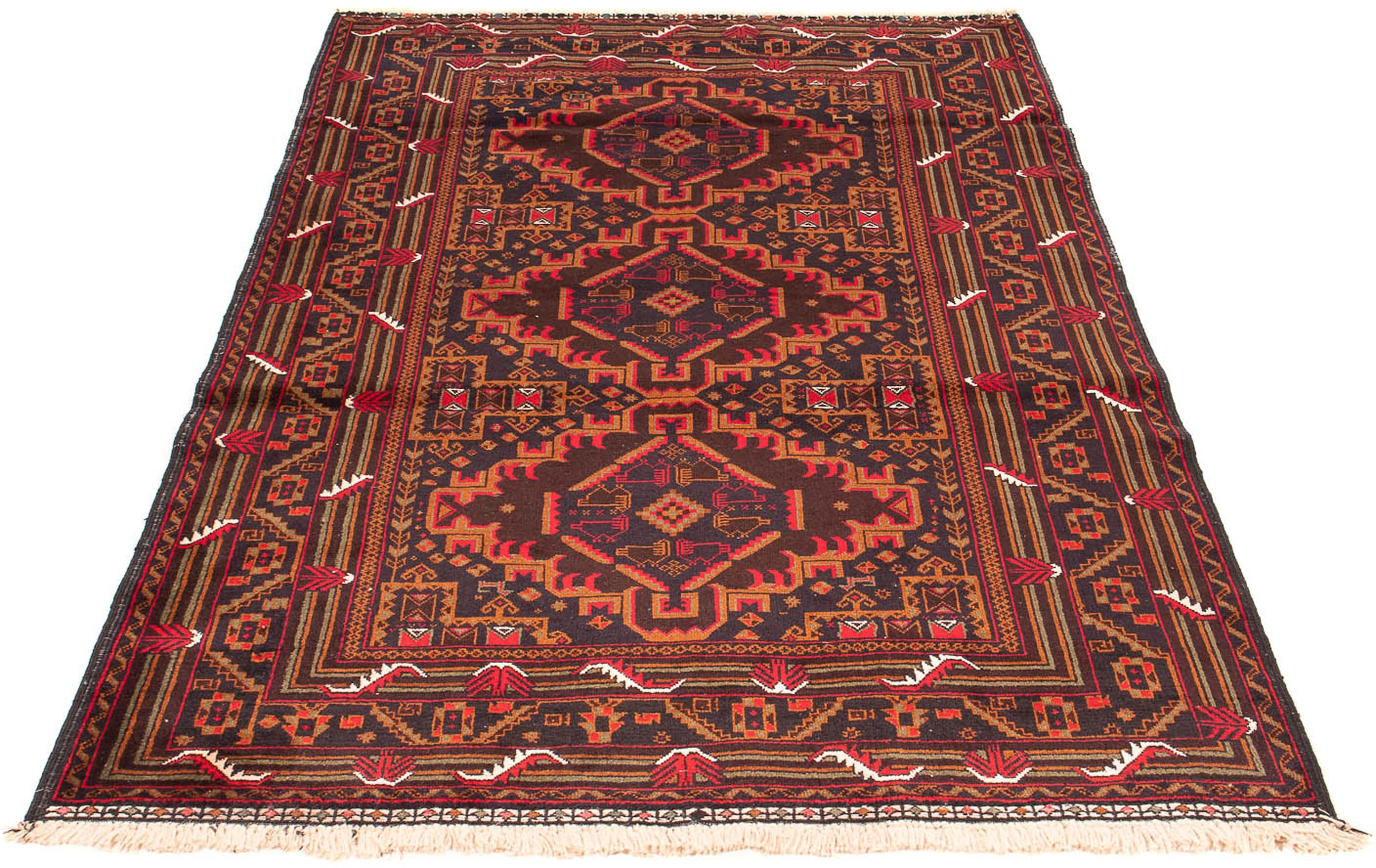 morgenland Orientteppich "Belutsch - 204 x 125 cm - braun", rechteckig, 8 mm Höhe, Wohnzimmer, Handgeknüpft, Einzelstück