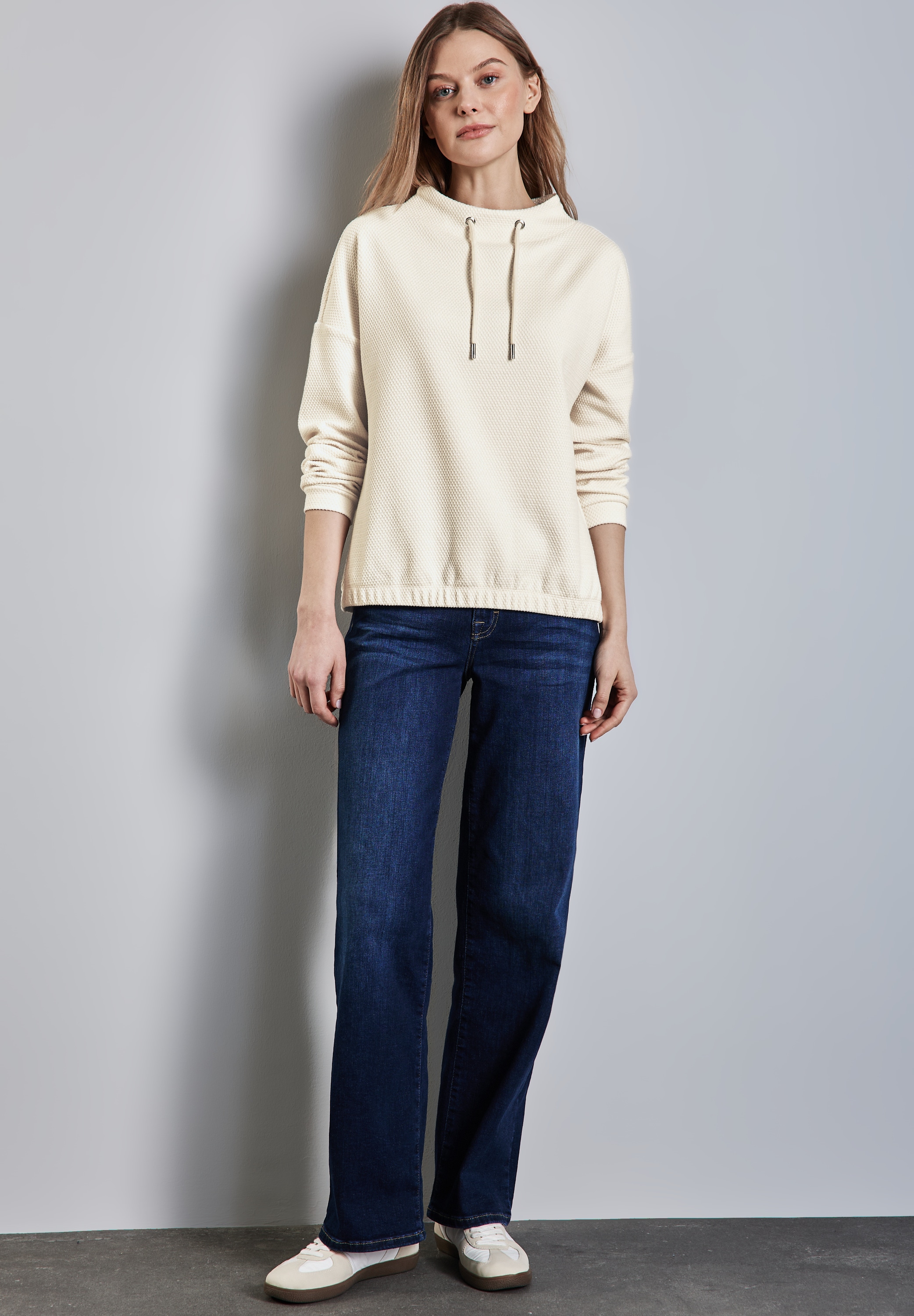 STREET ONE Langarmshirt, mit Elastiksaum