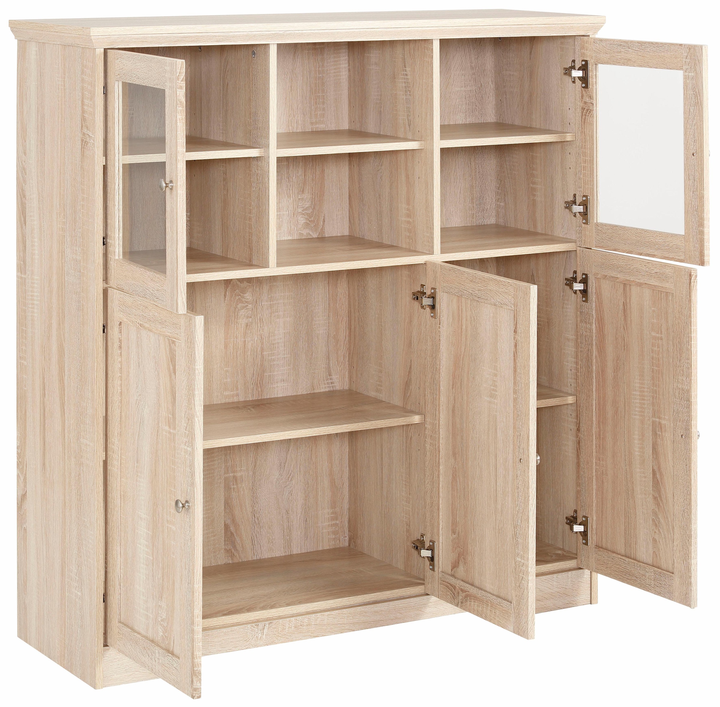 Home affaire Highboard »Nanna«, Vitrine in Eichen-Optik, Breite 118 cm