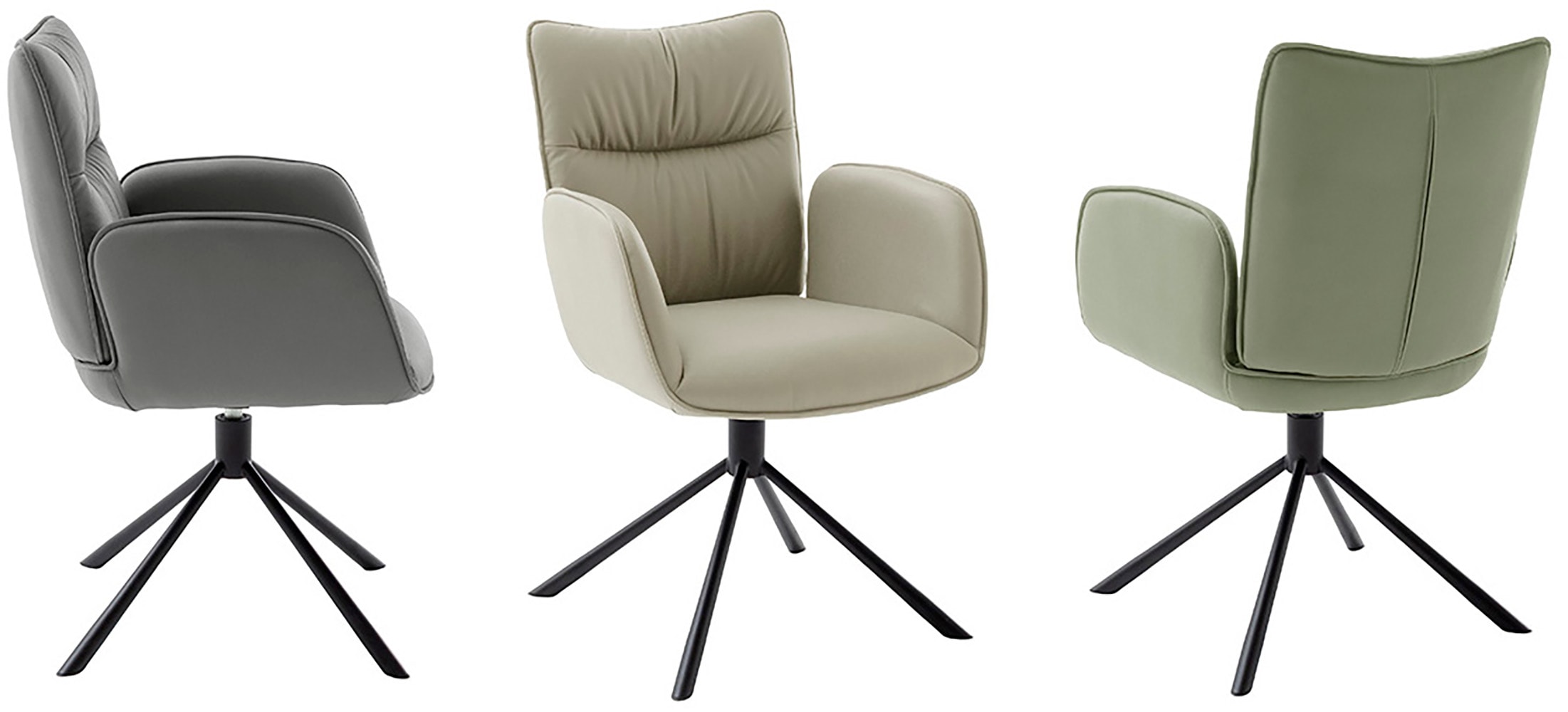 MCA furniture 4-Fußstuhl »MARIN Esszimmerstuhl (2er Set) - Stuhl«, (Set), 2 St., Microfaser, 360° drehbar, Metall schwarz, beweglichen Rücken, belastbar 120 kg
