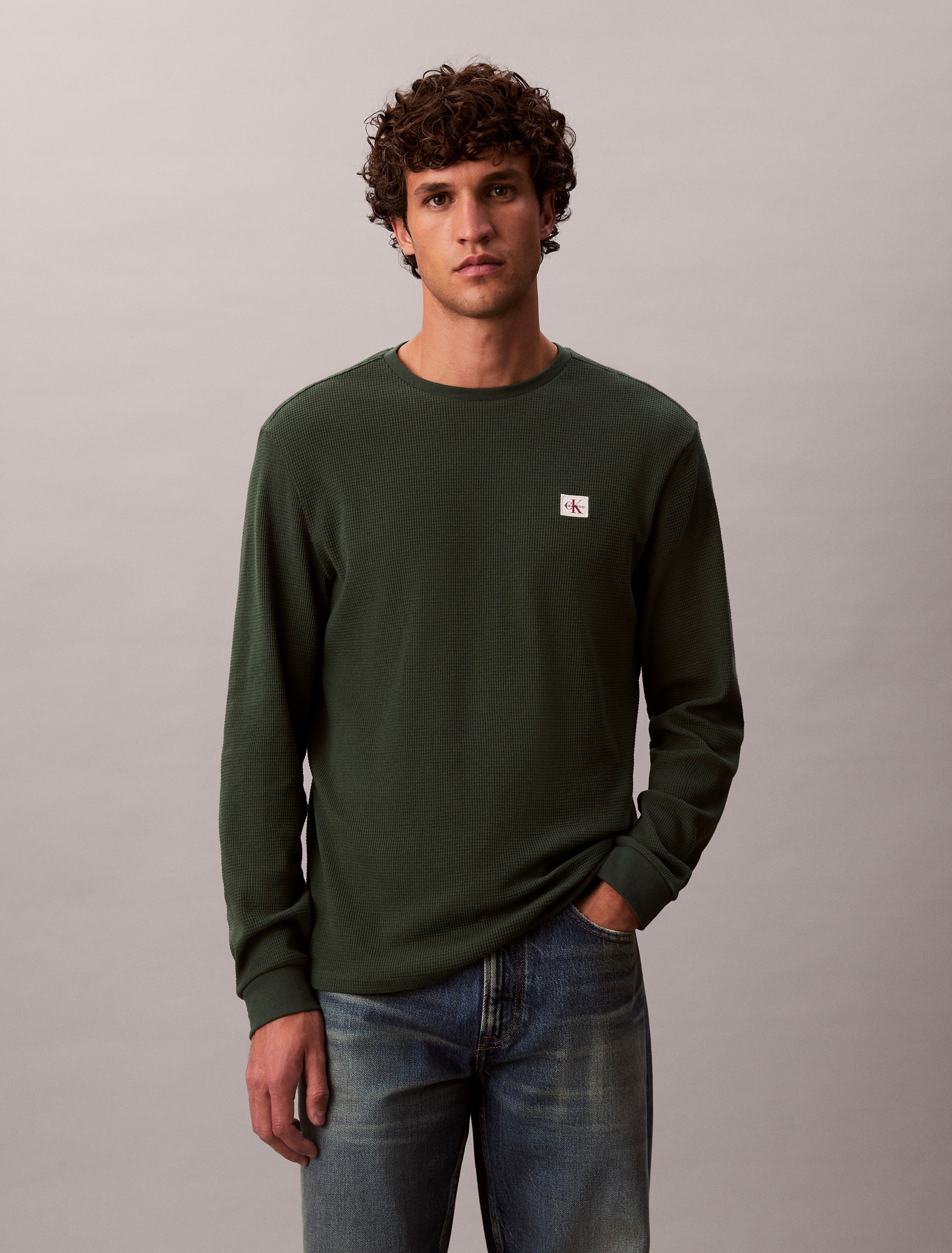 Calvin Klein Jeans Langarmshirt "LS WAFFLE BADGE CREWNK TEE", Mit Rundhalsa günstig online kaufen