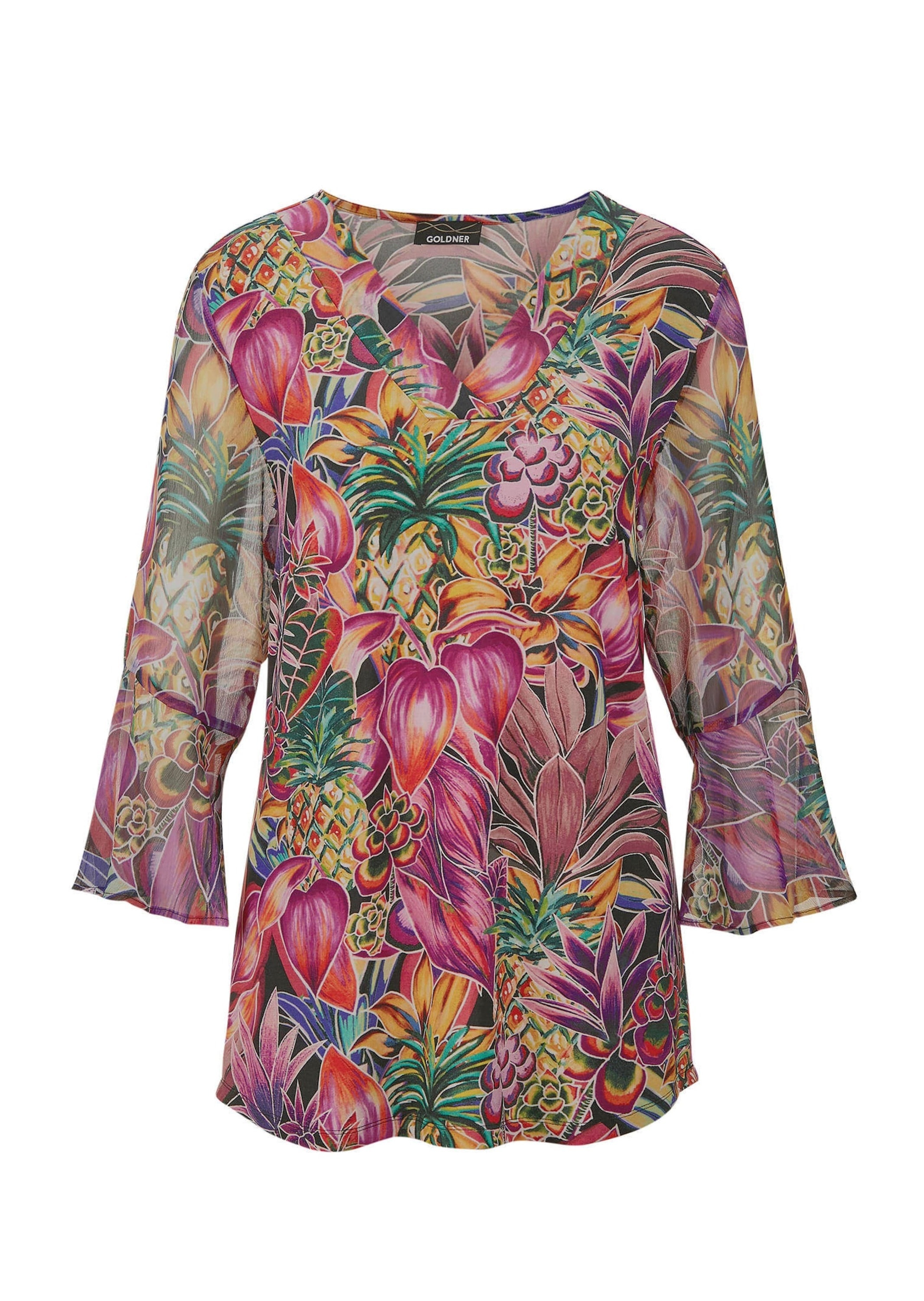 GOLDNER Schlupfbluse "Kurzgröße Bunte Tunika mit floralem Print" günstig online kaufen