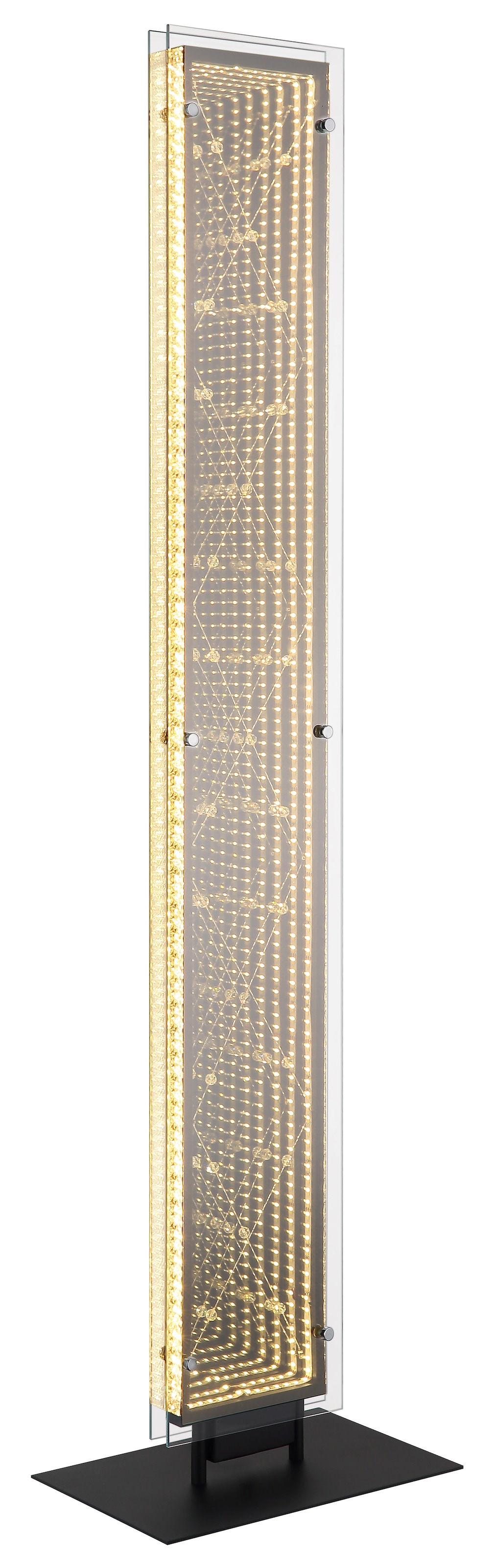 GLOBO LIGHTING Stehlampe »MIRRORA« LED-Modul 1 Stk. Stehleuchte Schwarz, 3D-Effekt, Kristalle, dimmbar, LED 45W