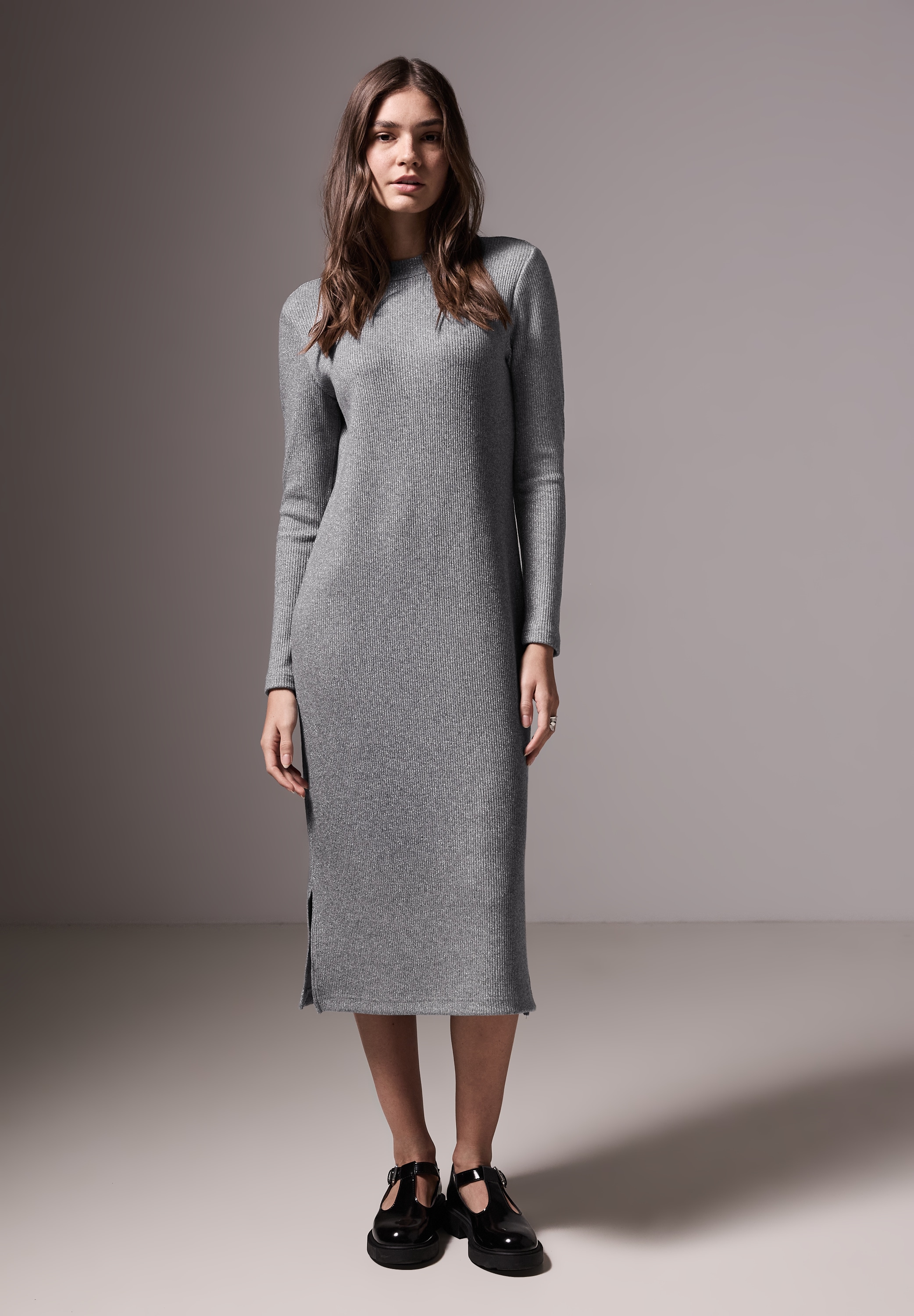 STREET ONE STUDIO Strickkleid Ohne Taschen mit Rundhalsausschnitt