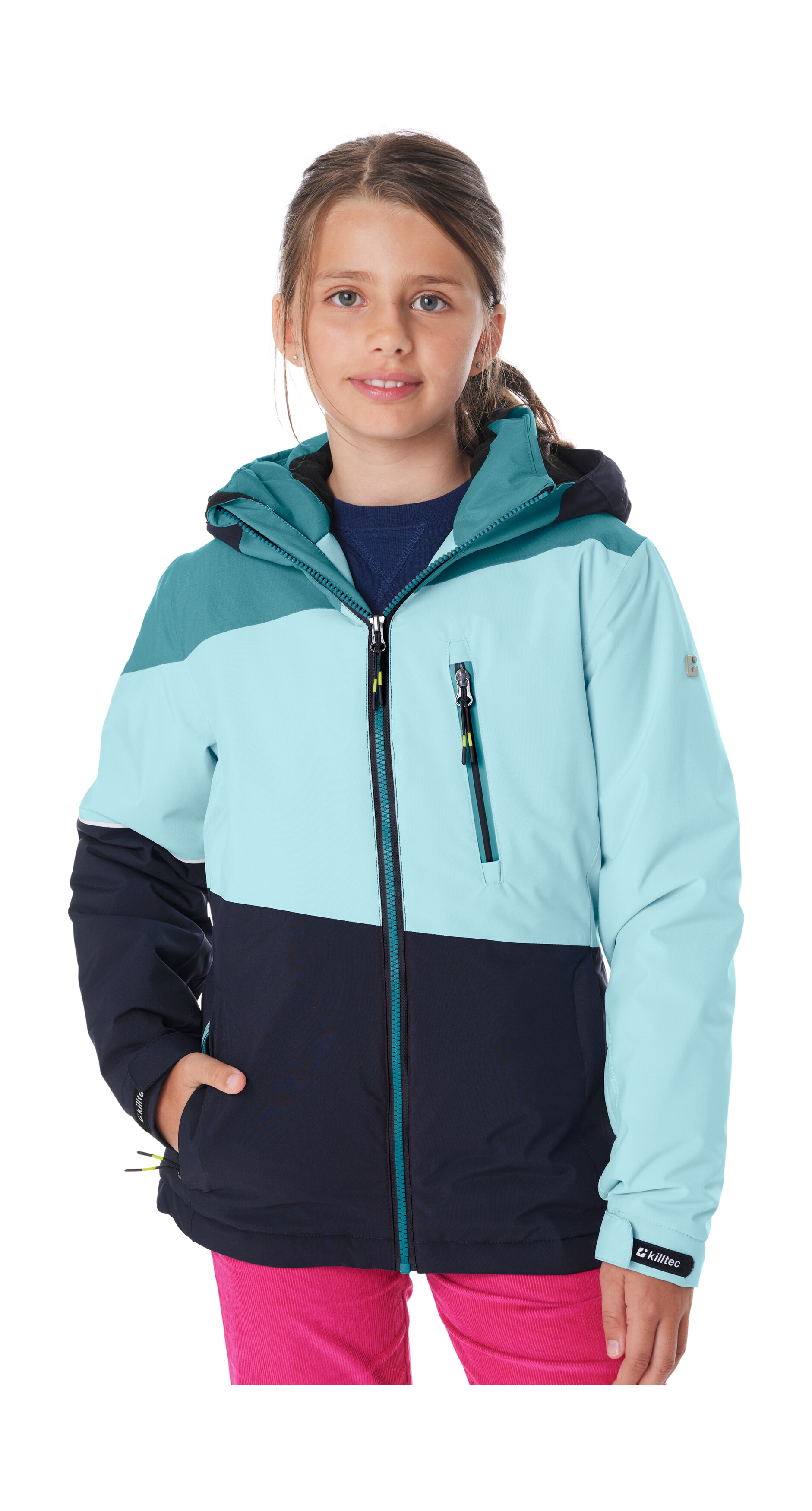 Killtec Skijacke "KSW 331 GRLS SKI JCKT" Atmungsaktive, wasserdichte Jacke mit Fleece-Innenseite, Skipasstasche