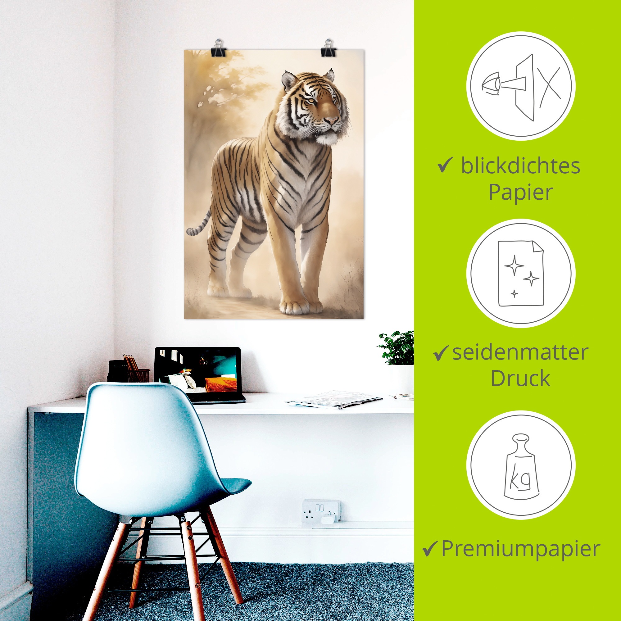 Artland Wandbild »Tiger« 1 Stk. tlg. als Alubild, Leinwandbild, Poster, Wandaufkleber in verschied. Größen