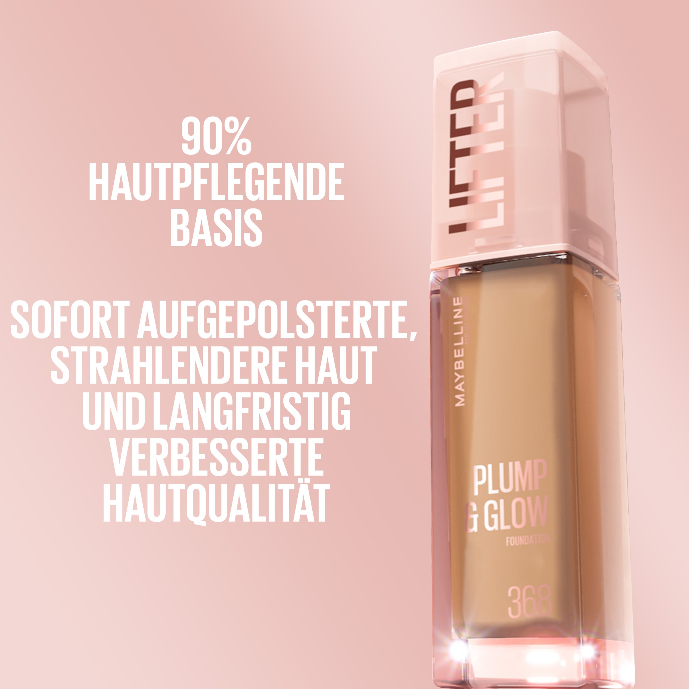 MAYBELLINE NEW YORK Foundation »LIFTER PLUMP AND GLOW FOUNDATION« verleiht sofort einen strahlenden Glow