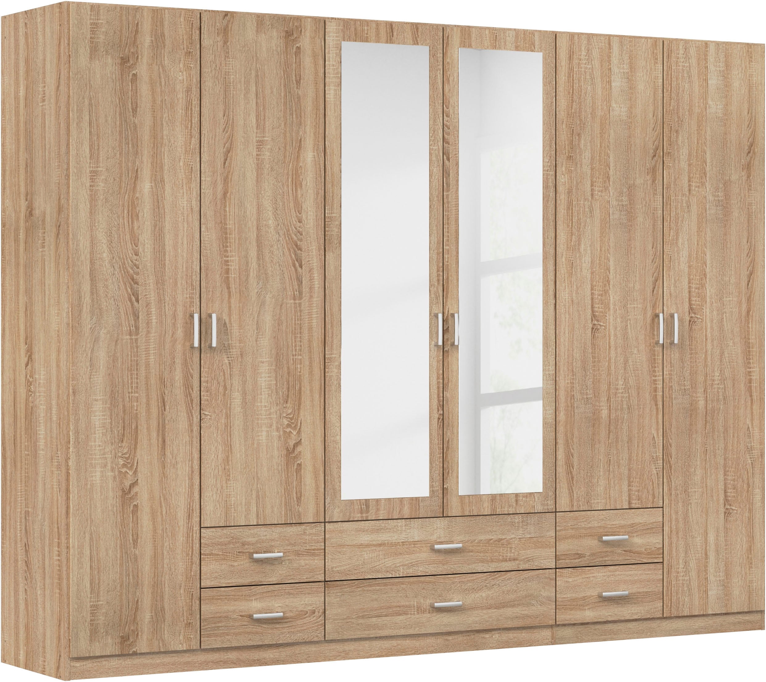 rauch Kleiderschrank "Schrank Garderobe Ankleide GAMMA Breiten 91/136/181/226/271/315/360 cm" in 3 Ausstattungen BASIC/CLASSIC/PREMIUM (inkl. SOFT-CLOSE-Funktion), verschiedene Griff-Varianten, mit Spiegel TOPSELLER MADE IN GERMANY