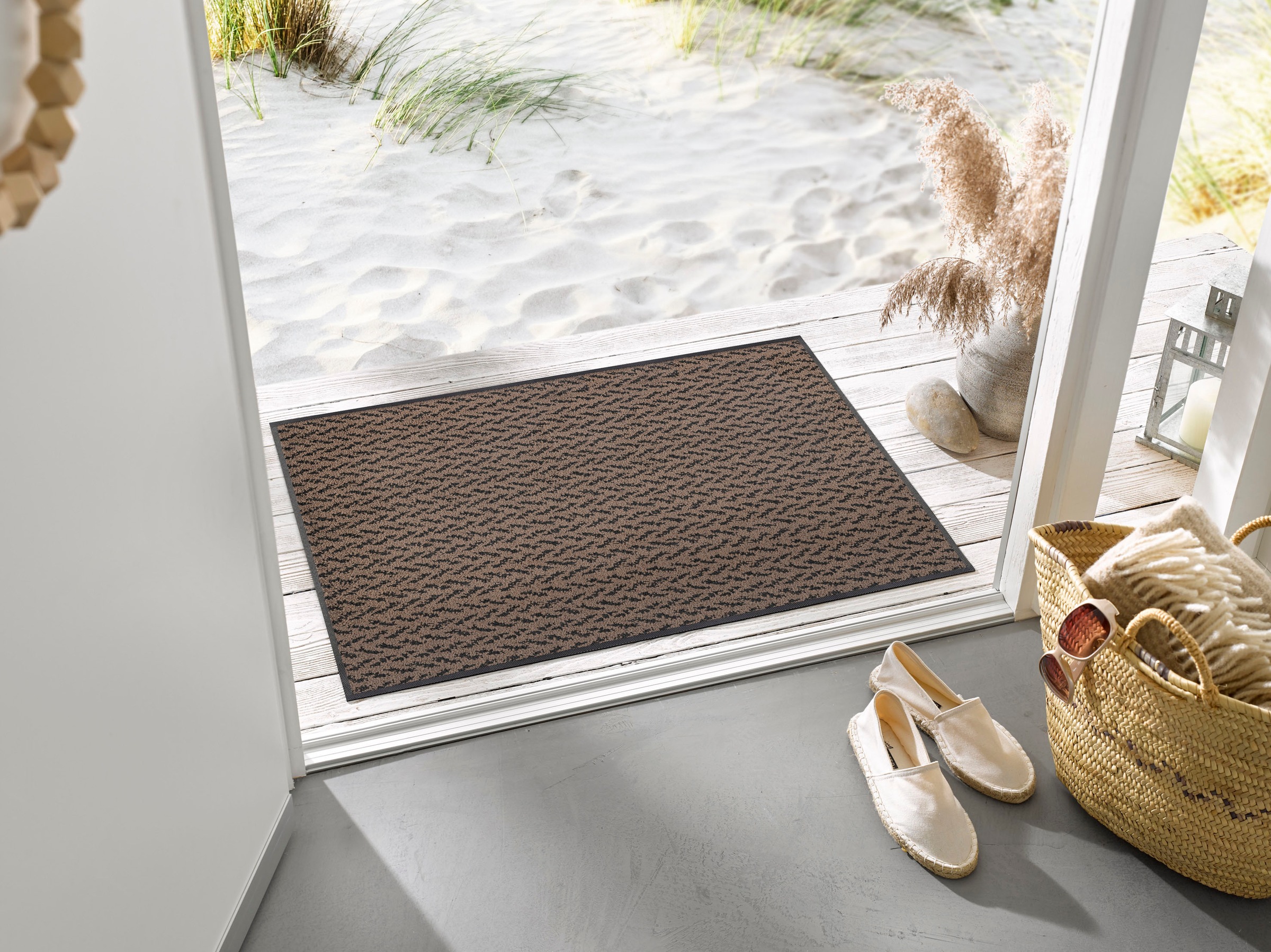 wash+dry by Kleen-Tex Teppich "Duo Mocha" rechteckig 9 mm Höhe rutschhemmen günstig online kaufen