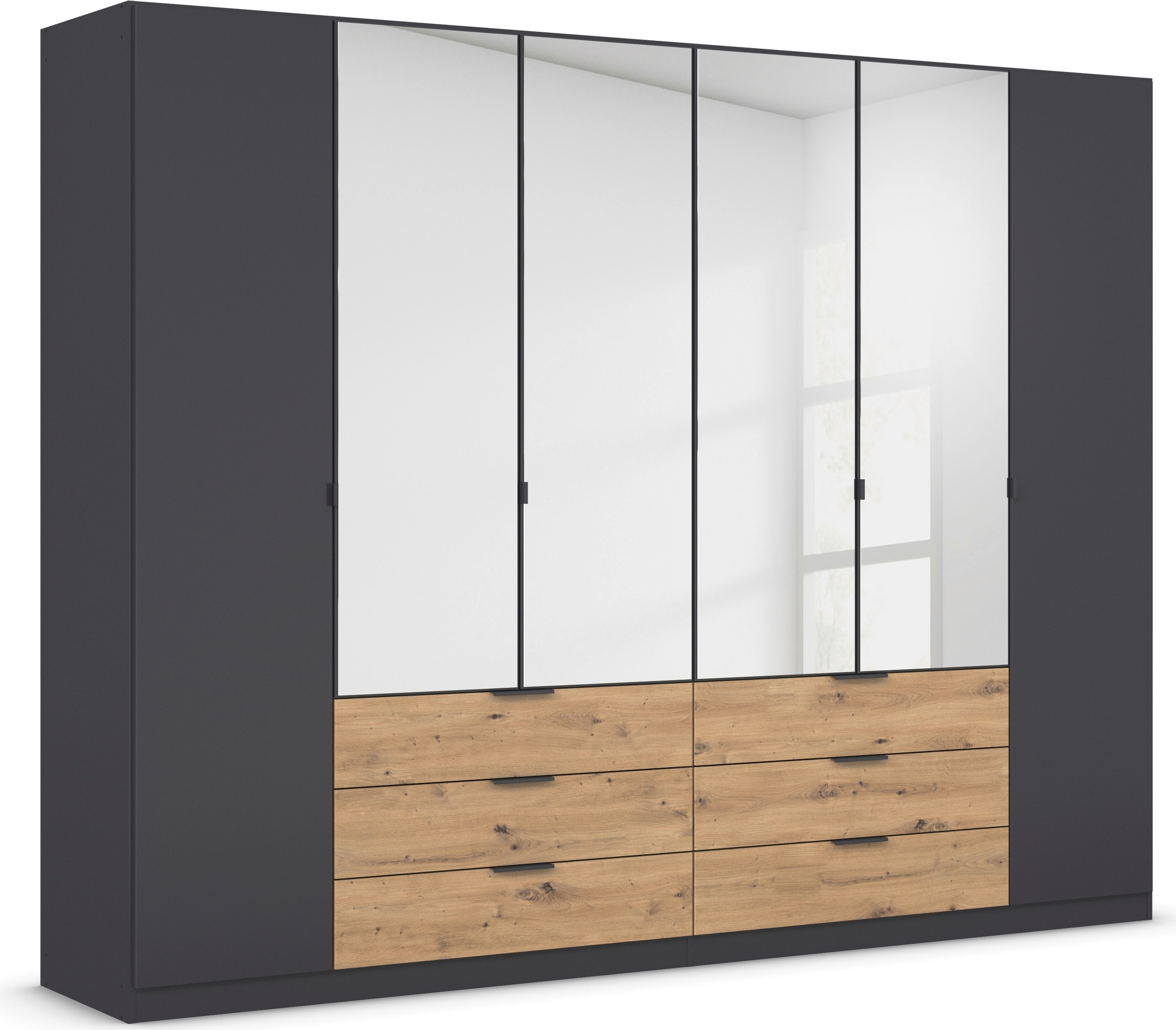 rauch Drehtürenschrank »Kleiderschrank Schrank Garderobe Schlafzimmerschrank DAVOA«, mit farblich abgesetzten Schubkästen in Eiche Artisan MADE IN GERMANY