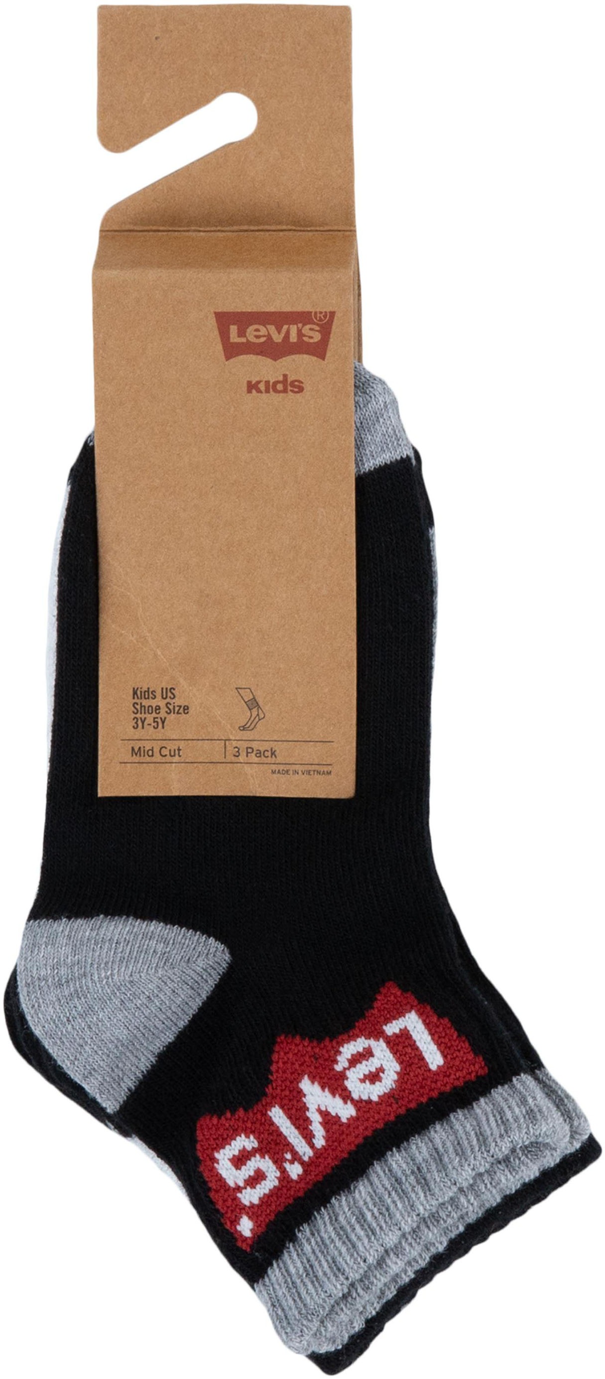 Thumbnail - Levis Kids Socken "BATWING MID CUT3PK" Packung, 3 Paar tlg. im 3er-Pack
