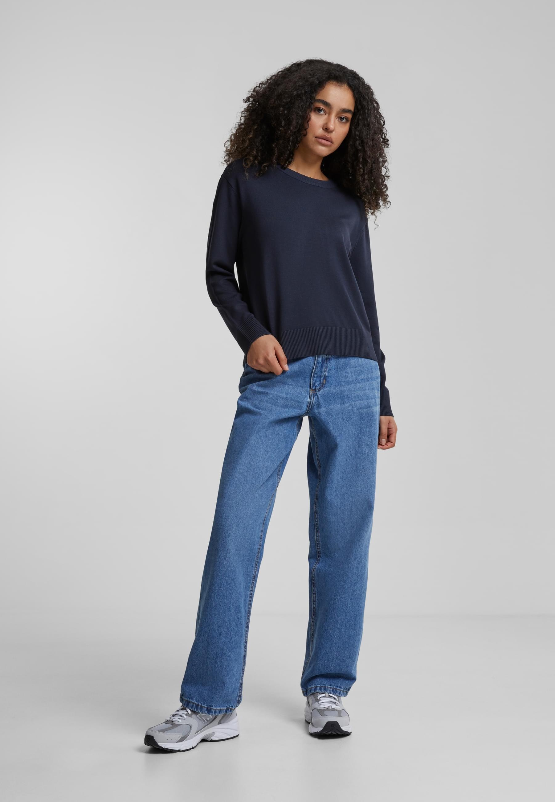 URBAN CLASSICS Rundhalspullover »Urban Classics Damen Ladies Knitted Roundneck Sweater«, (1 tlg.)