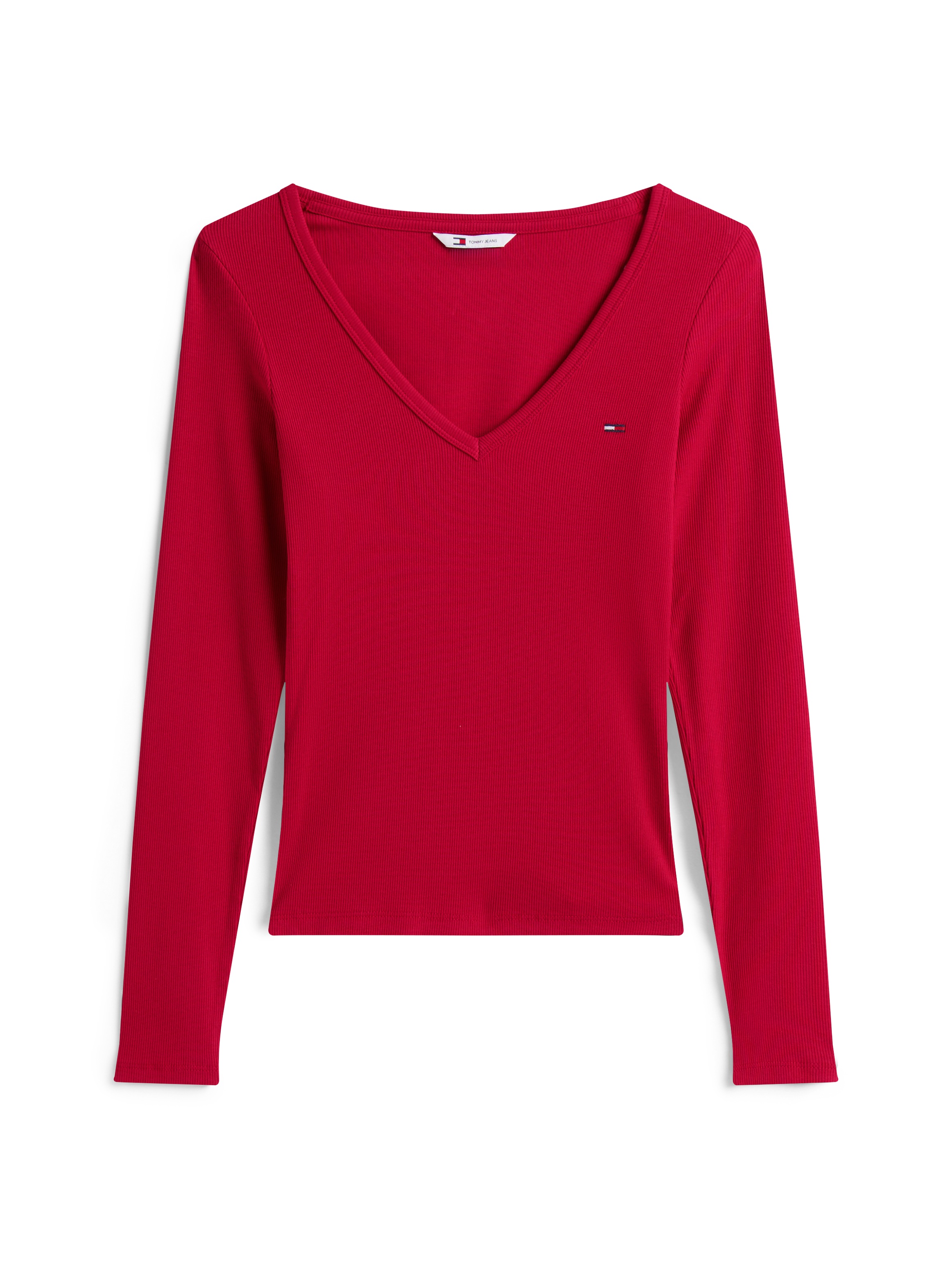 Tommy Jeans Langarmshirt »TJW SLIM ESSENTIAL RIB V LS«, mit Logostickerei