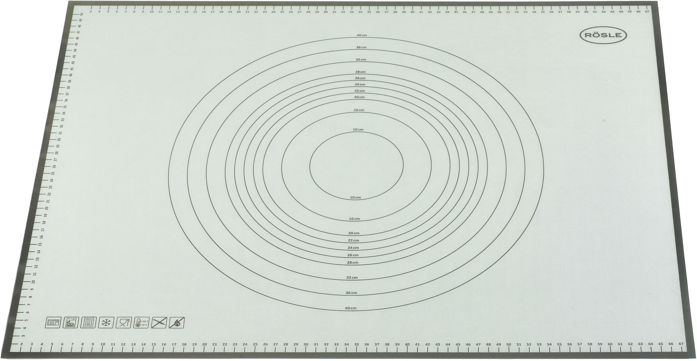 RÖSLE Backmatte, (1 tlg.), Arbeitsmatte mit Maßen, Silikon, hitzebeständig, spülmaschinengeeignet