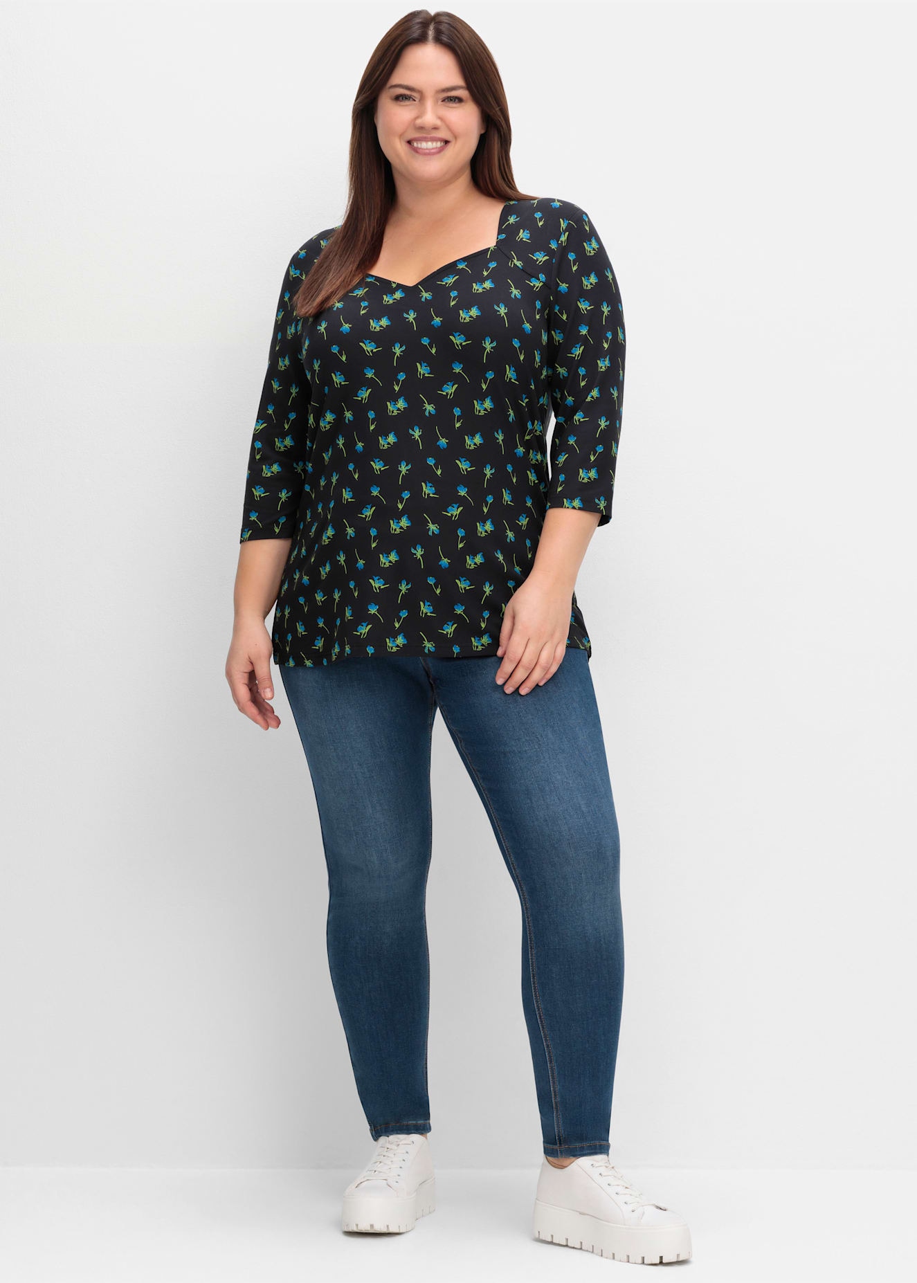 Sheego 3/4-Arm-Shirt "T-Shirt", (1 tlg.) günstig online kaufen