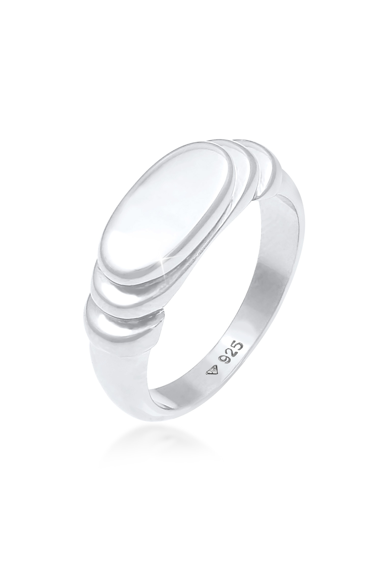 ELLI Damen Siegelring "Ring Siegelring Oval Klassik 925 Silber", 56, ohne Stein, Silber 925 (Sterlingsilber), 12mm, silber, Silber 925