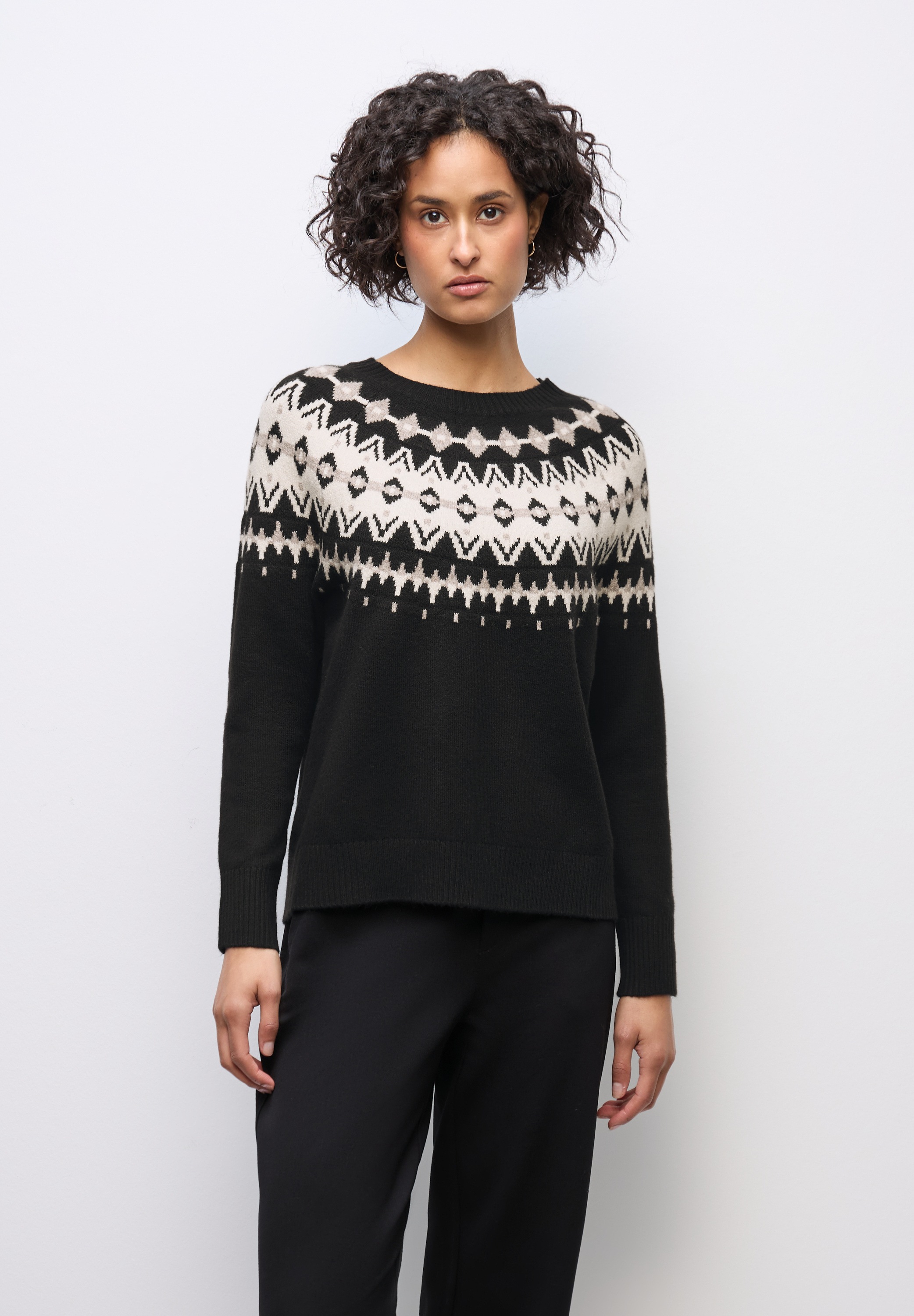 STREET ONE Rundhalspullover aus elastischem Materialmix günstig online kaufen