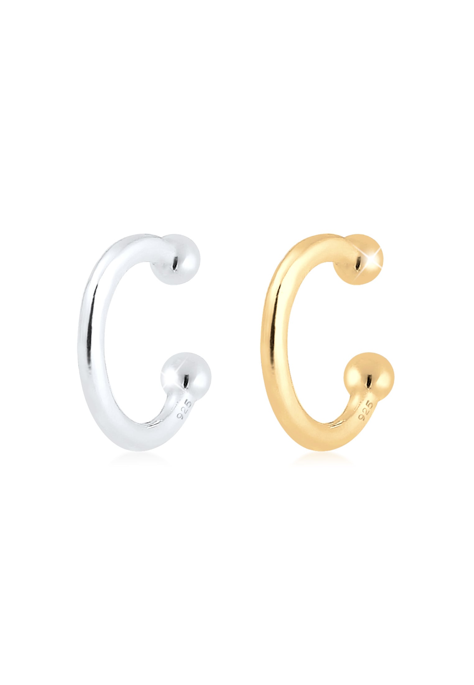 Paar Ohrhaken »Earcuff Set Bi-Color Kugel Geo Minimal 925 Silber«