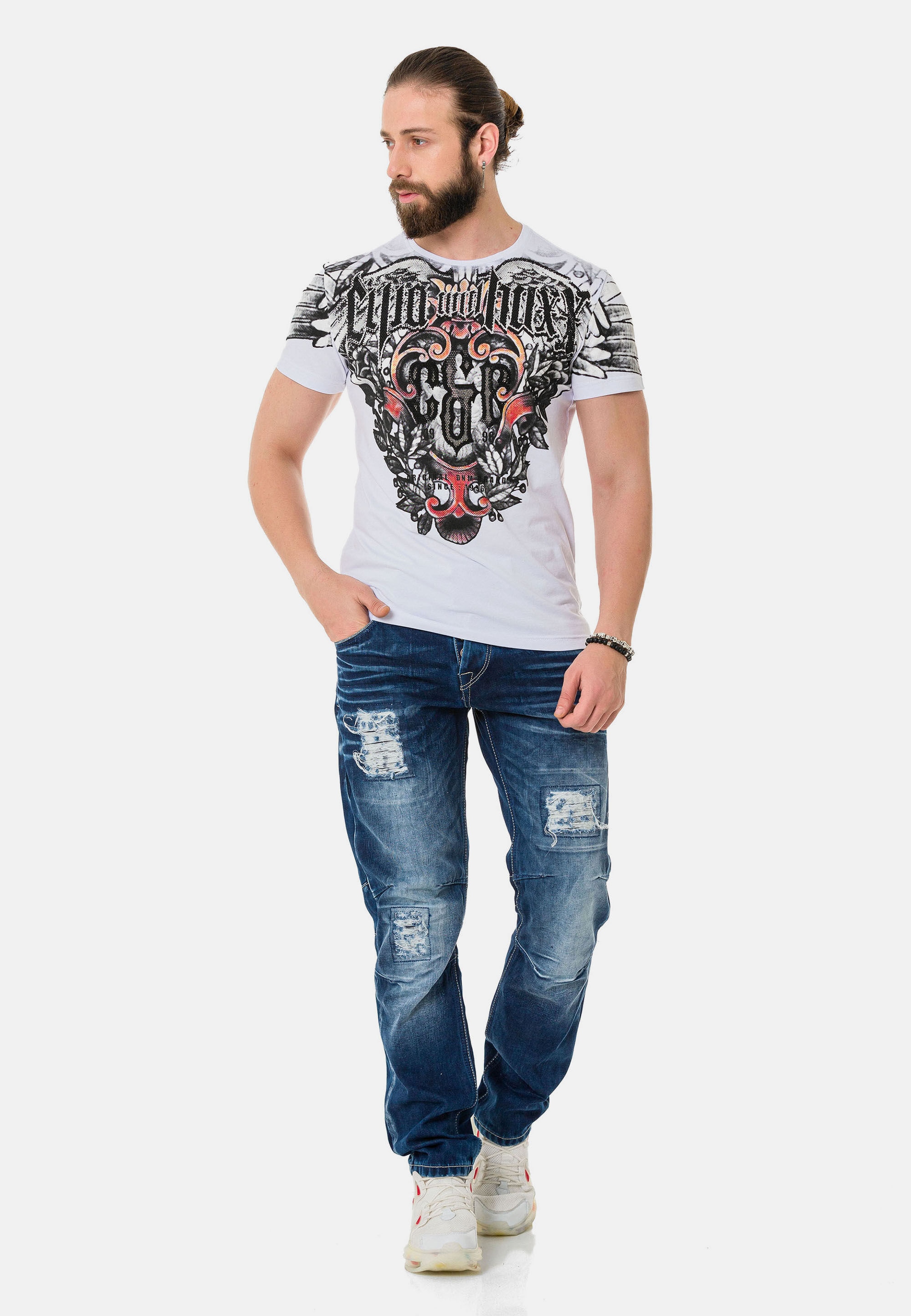 Cipo & Baxx T-Shirt »T-Shirt«, aus hochwertiger Baumwolle