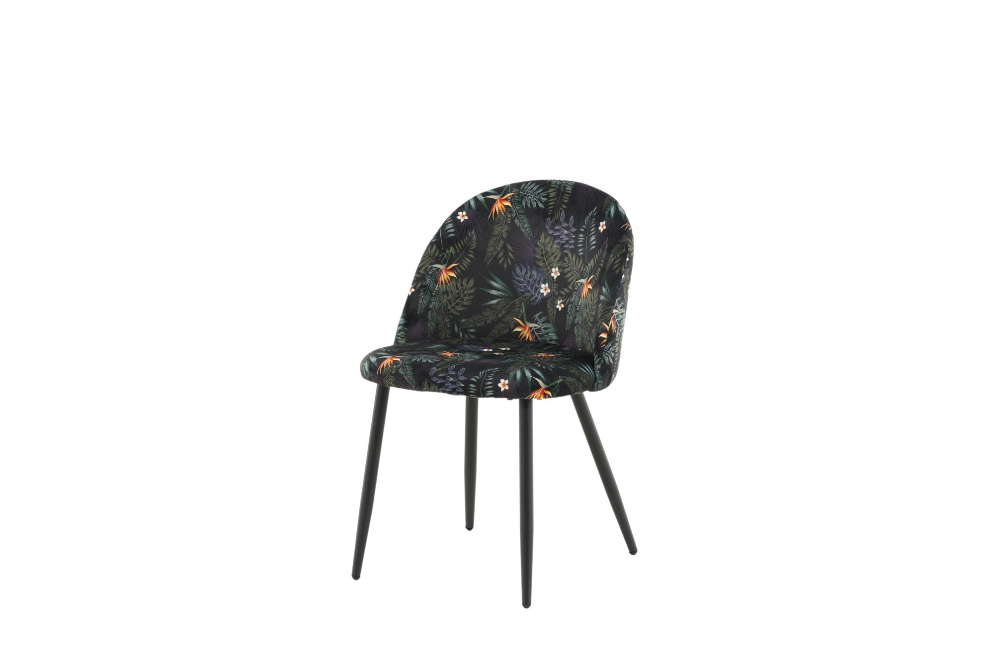 Venture Home Esszimmerstuhl »Velvet, 2er-Set Esszimmerstühle mit Blumenmuster in Schwarz, 150 kg« () 2 Stk.Polsterstuhl, weicher Bezug, Stahlbeine naturholz, weich, einladend