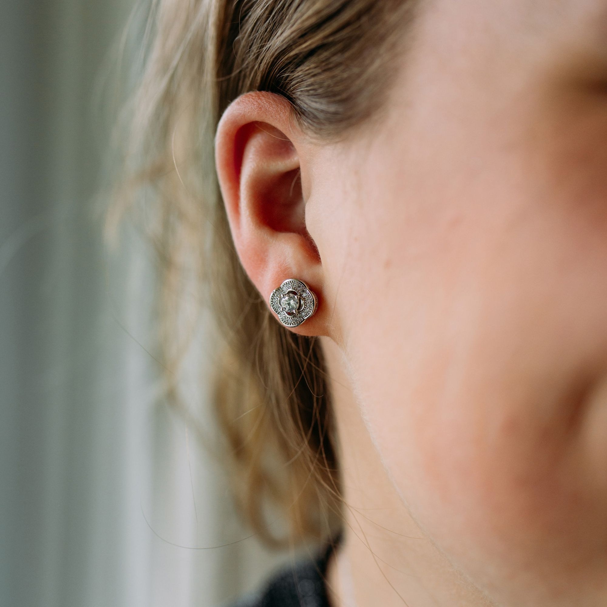 Paar Ohrstecker JULIE JULSEN "925 Silber rhodiniert Blüte Zirkonia", weiß (weiß, weiß), Ohrringe, Damen, one-size, Silber 925 (Sterlingsilber) 2