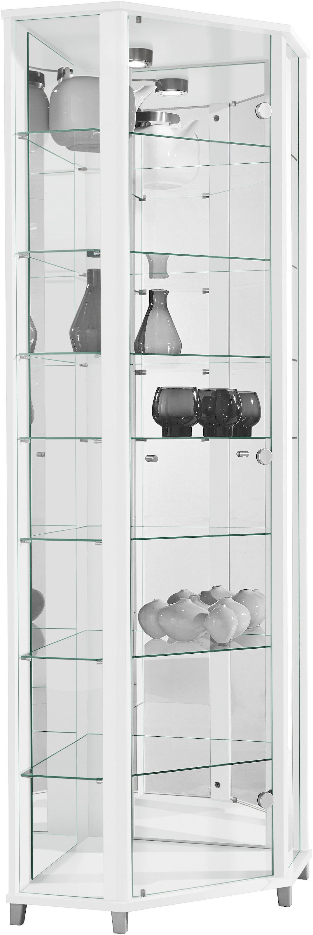 fif möbel Eckvitrine »TRIO Höhe ca. 172 cm, ink. Beleuchtung«, Eckvitrine/Glasvitrine 1x Glastür, perfekt für Sammler, Sammlervitrine