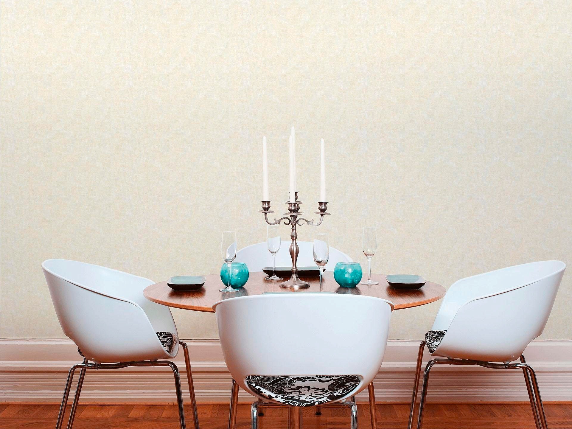 living walls Textiltapete »Di Seta«, Barock-ornamental-gemustert, Uni Tapete Barock Tapeten Wohnzimmer Schlafzimmer Küche modern Design
