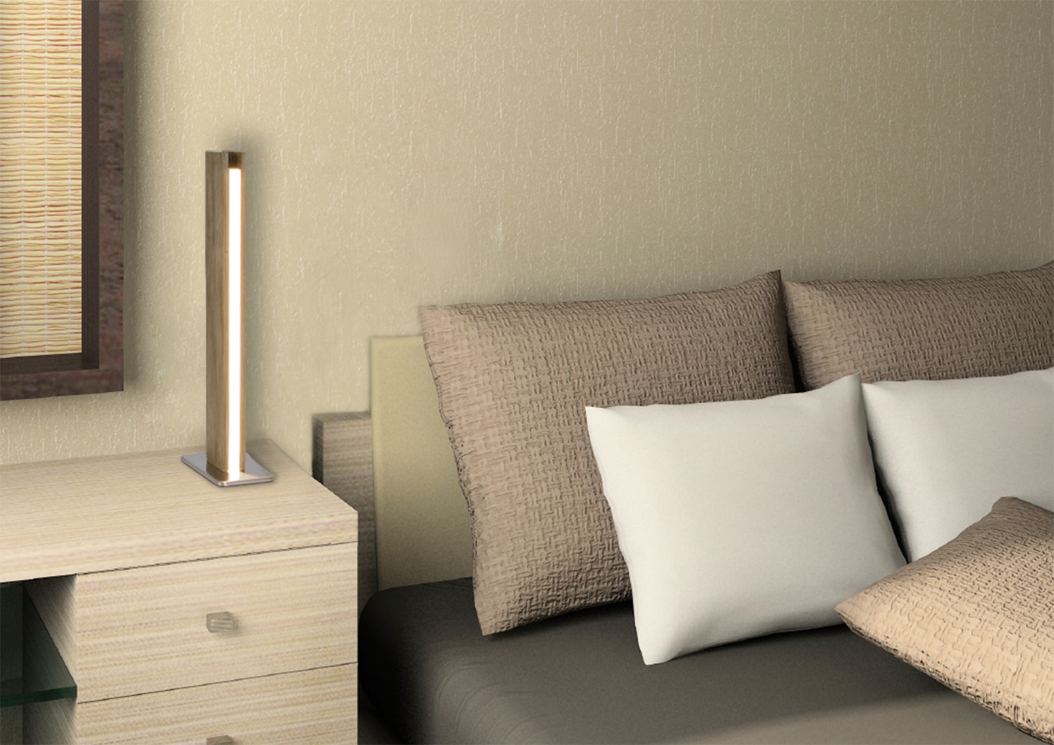 näve LED Tischleuchte »Straight« LED-Modul 1 Stk. Warmweiß dimmbar, Holzkorpus aus Esche, H: 51cm, LED warmweiß, Zuleitung 120cm