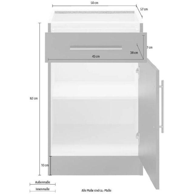 wiho Küchen Unterschrank »Cali«, 50 cm breit, ohne Arbeitsplatte | BAUR