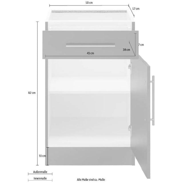 cm breit, Küchen 50 wiho ohne BAUR | »Cali«, Unterschrank Arbeitsplatte