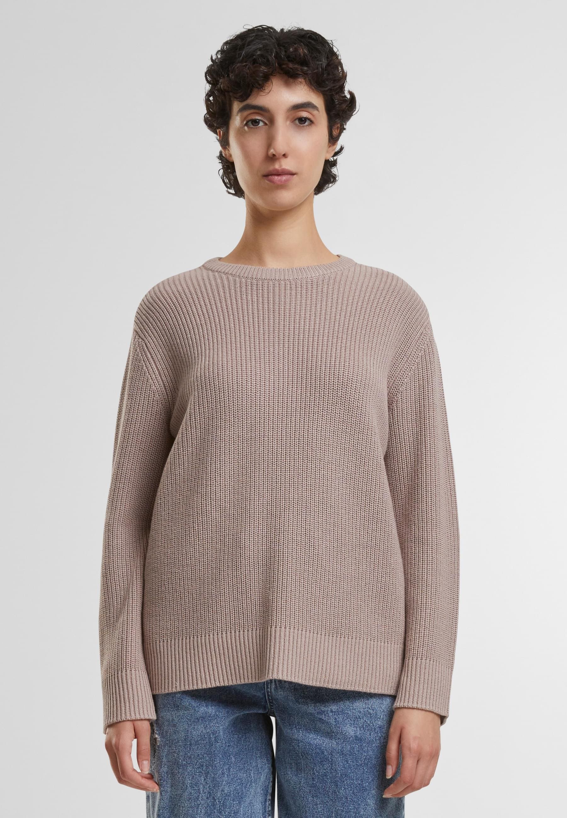 URBAN CLASSICS Rundhalspullover »Urban Classics Damen Ladies Rib Knit Sweater«, (1 tlg.)