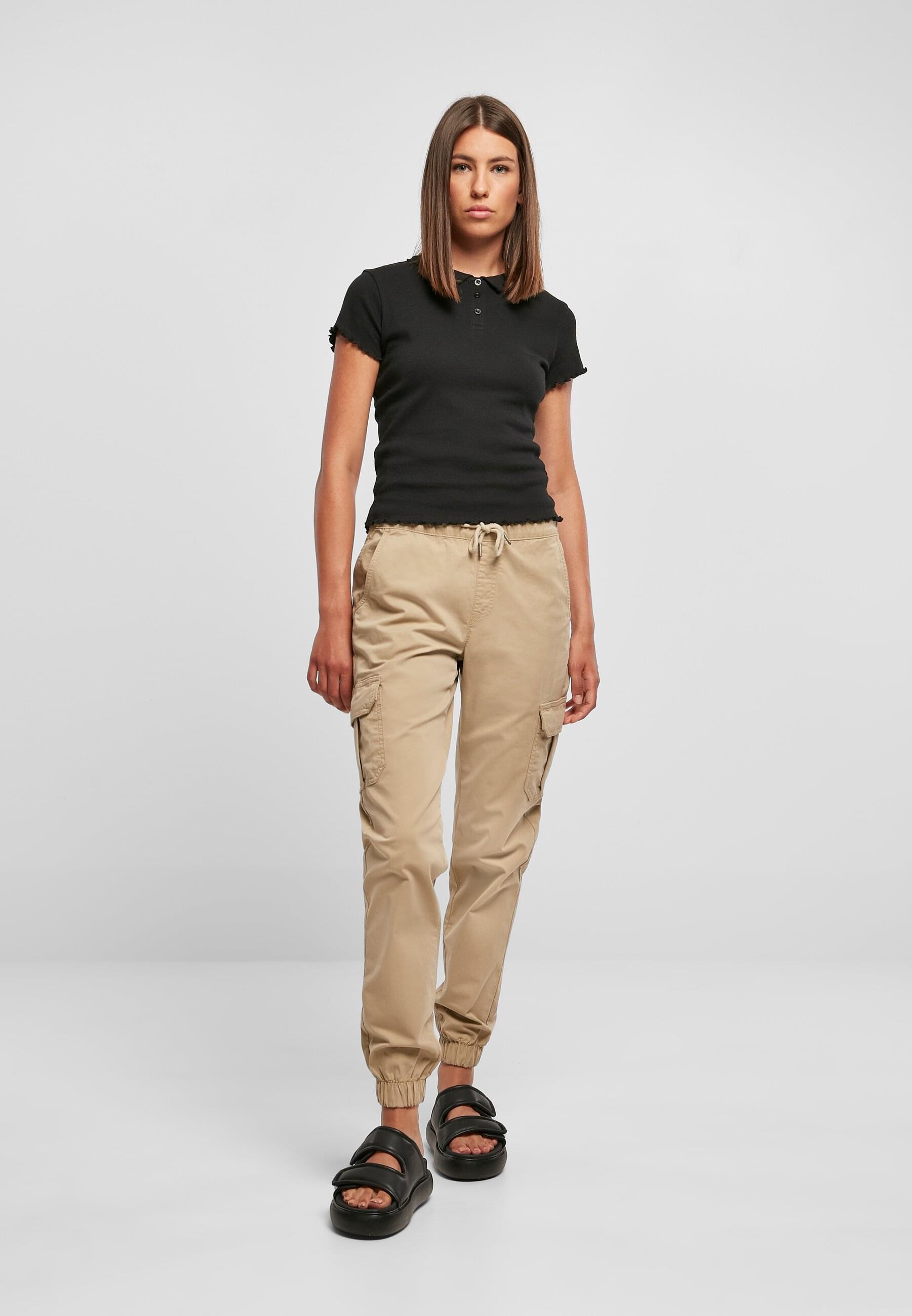 URBAN CLASSICS T-Shirt »Urban Classics Damen Ladies Rib Polo Tee«, (1 tlg.)
