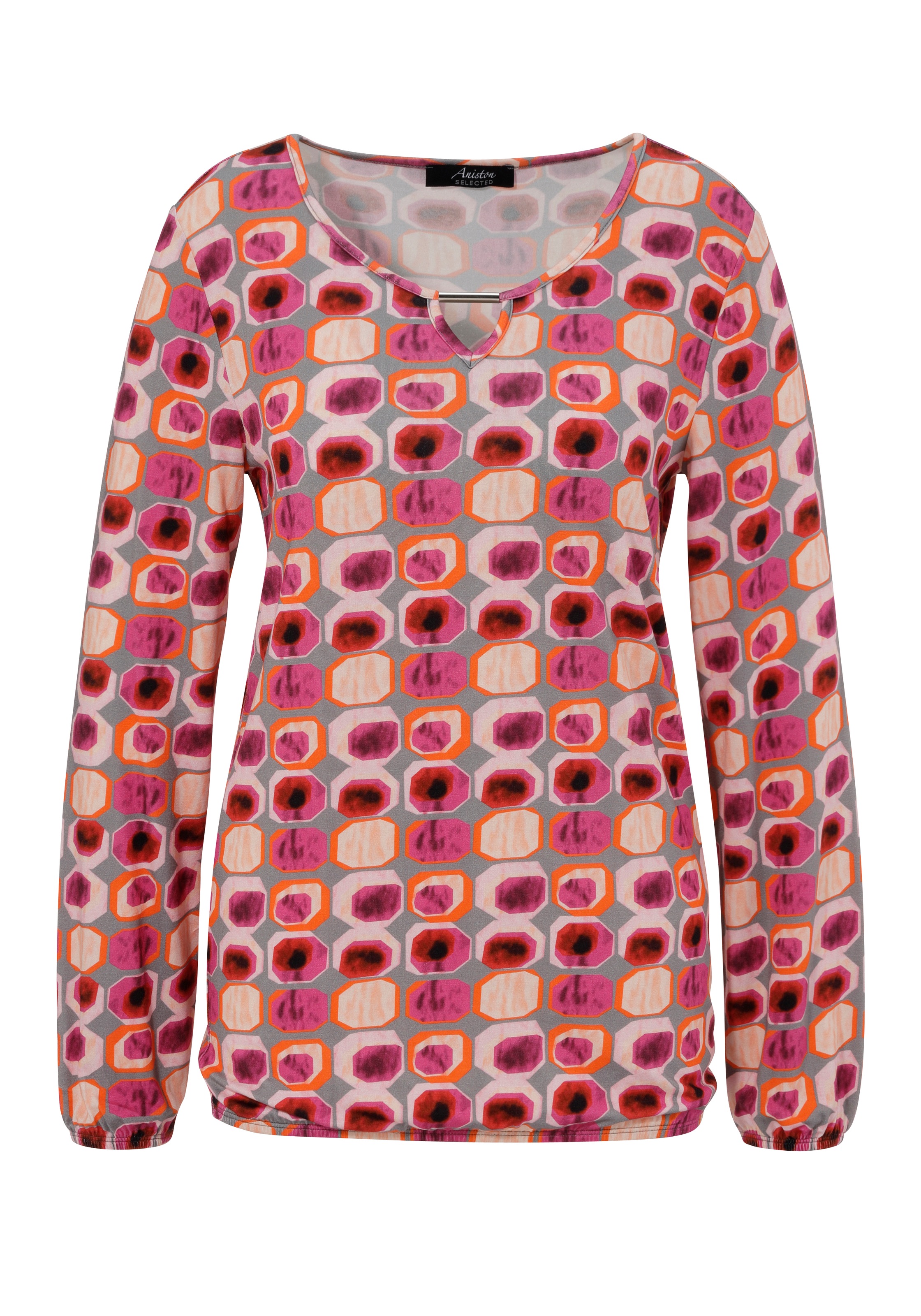 Aniston SELECTED Langarmshirt, mit Zierstäbchen und Gummizug-Abschlüssen