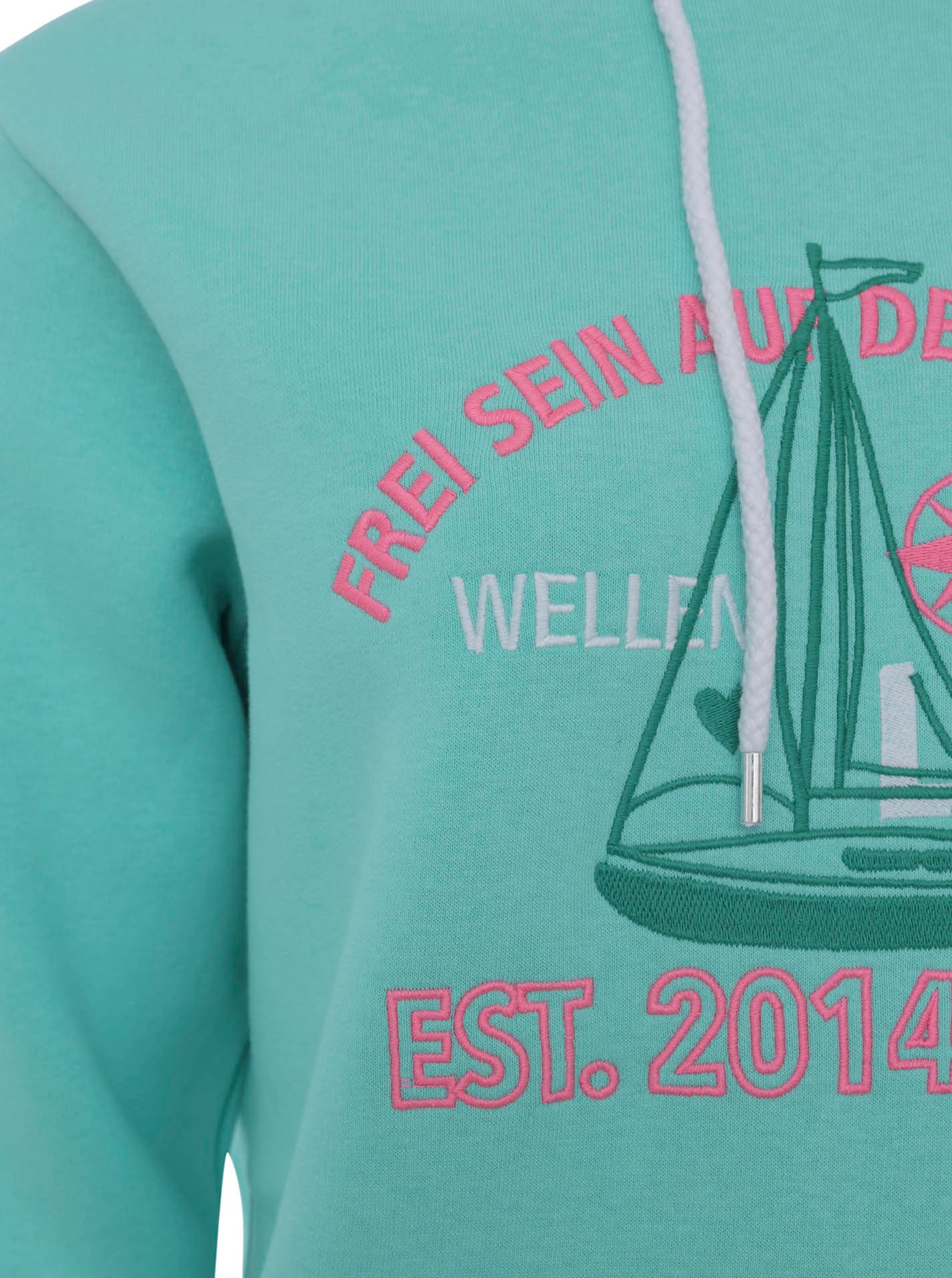 Zwillingsherz Hoodie »"Frei sein"«, mit maritimen Design, Kängurutaschen und Stickerei