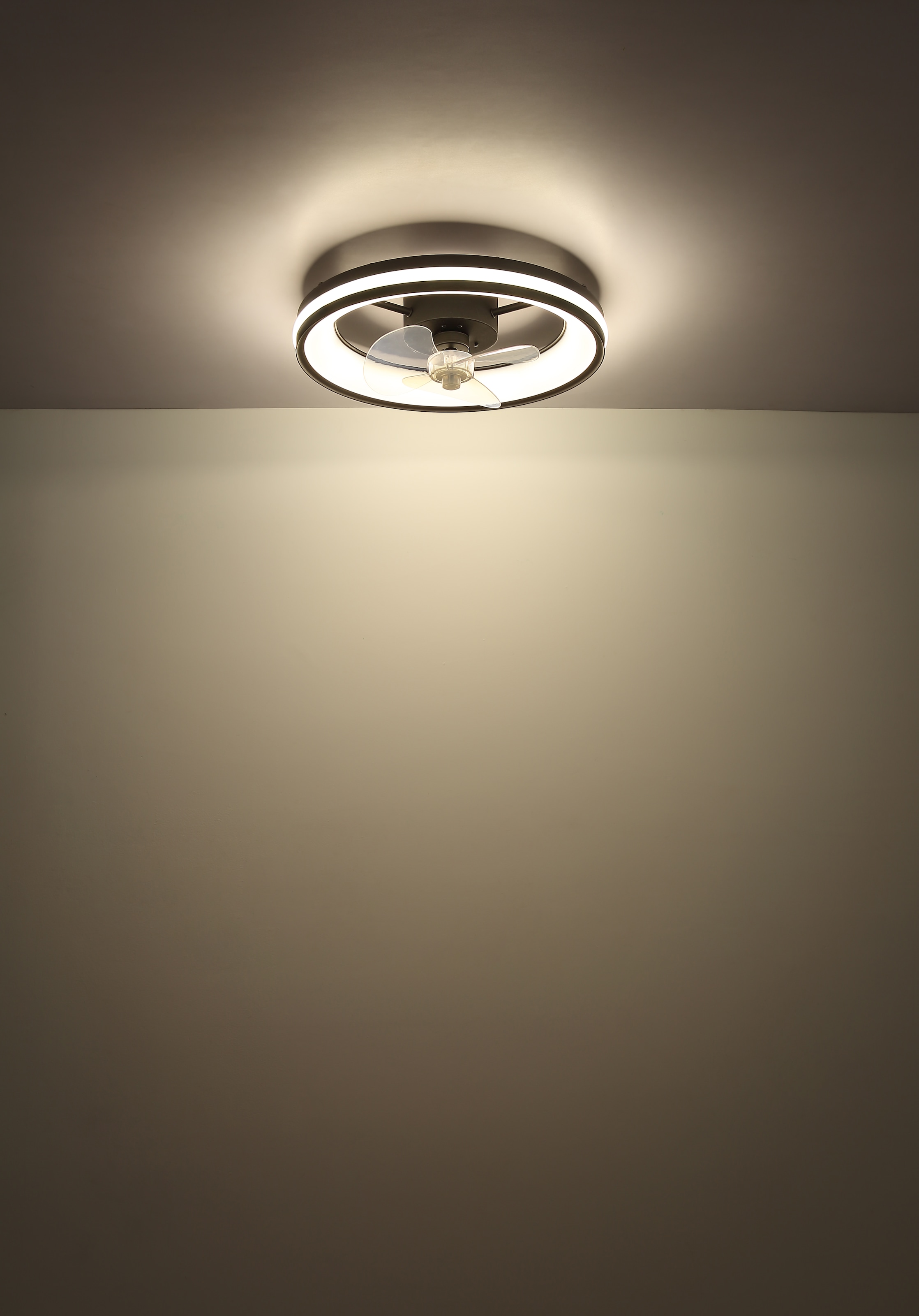 GLOBO LIGHTING Deckenleuchte »GATIAN«, Leuchtmittel LED-Modul | LED fest integriert, Ventilator/ Büro / Wohnbereich / Schlafzimmer / schwarz / rund