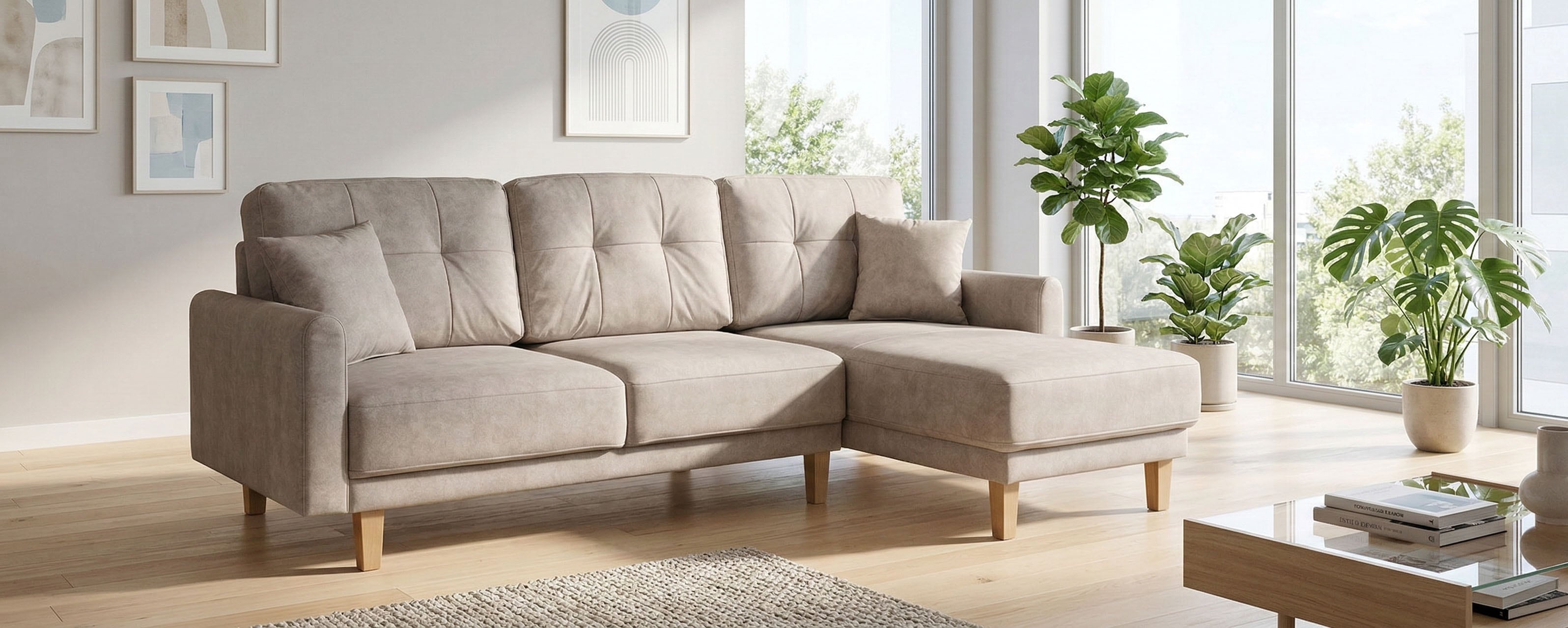 OTTO home Ecksofa "TRIPLO optionale Schlafsofa mit Bettkasten, Maße B/T/H: 234/164/89 cm" L-Form wahlweise mit Bettfunktion - Liegefläche 132x210 cm