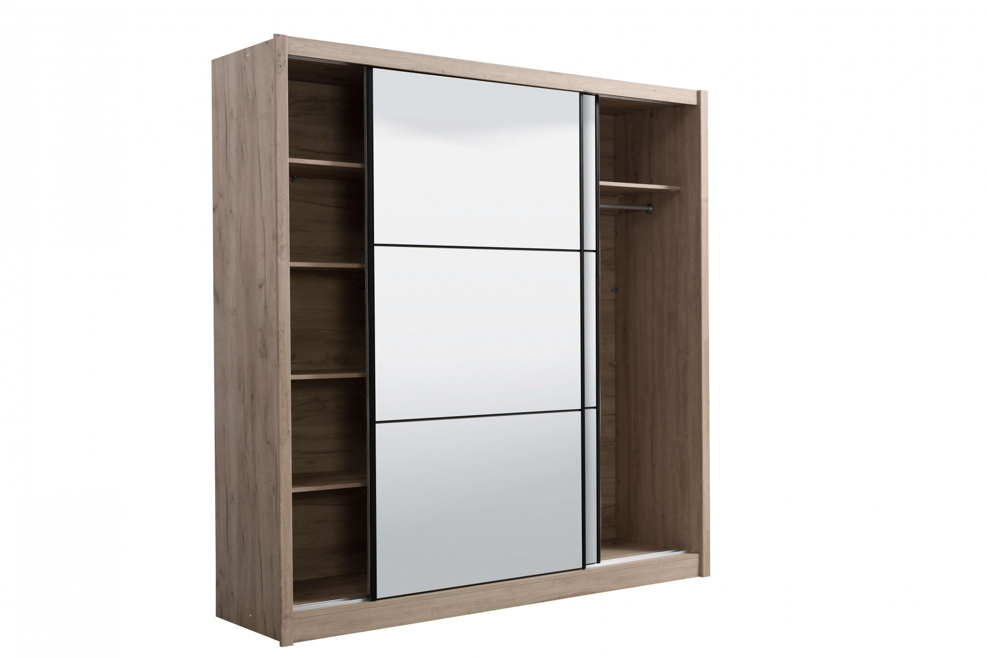 INOSIGN Schwebetürenschrank »Navara Kleiderschrank mit Spiegel Wäscheschrank«, mit kompletter Spiegelfront, FSC®-zertifiziert, 213,5x215,5x61cm